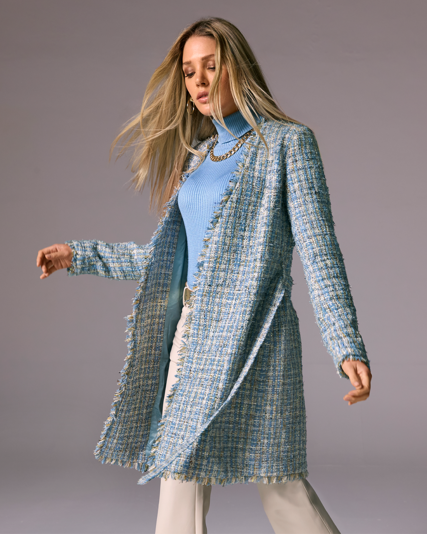 Tweed Wrap Jacket Blue Multi