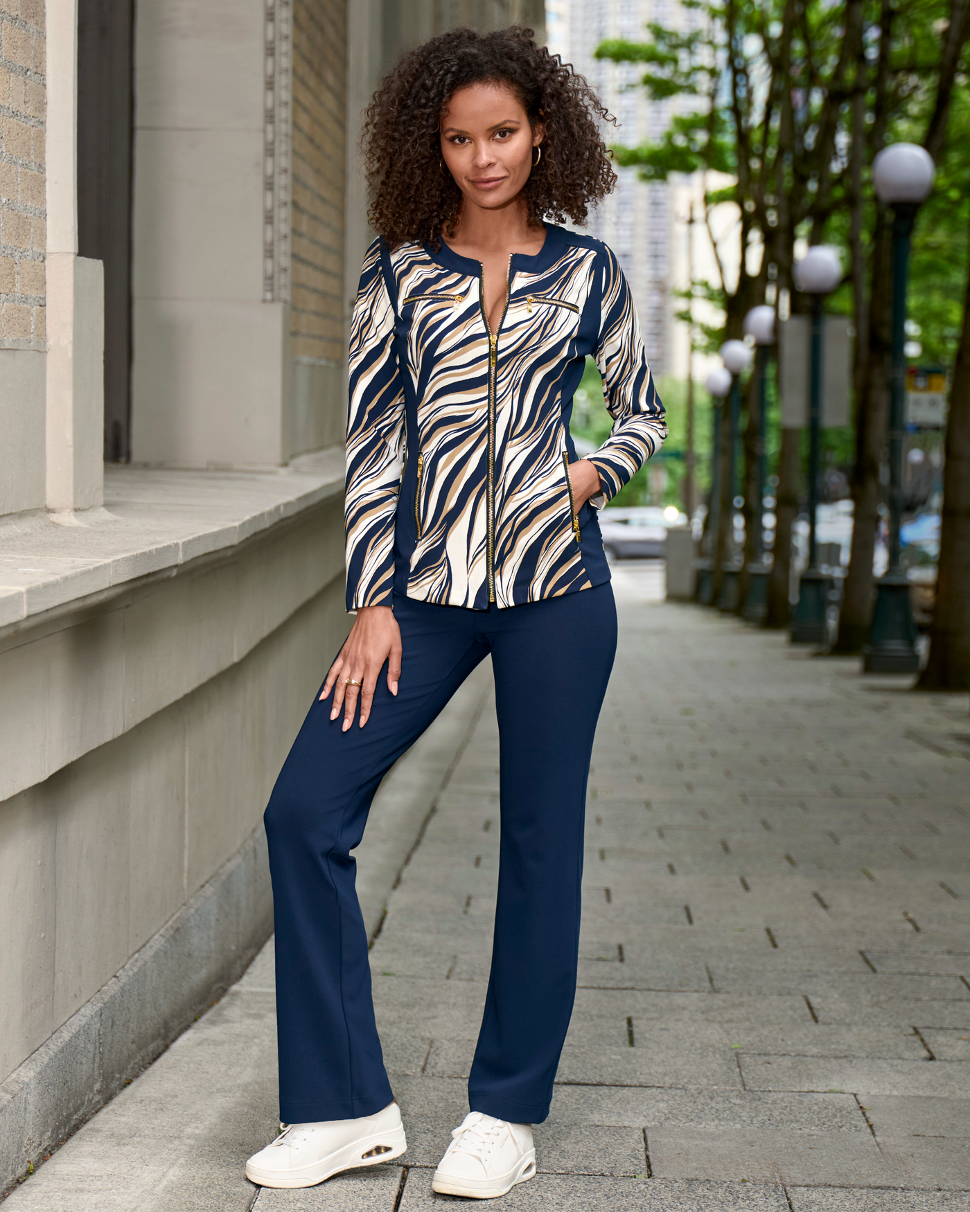 Beyond Travel Cape Town Zebra Print Coordinates Maritime Navy/Camel