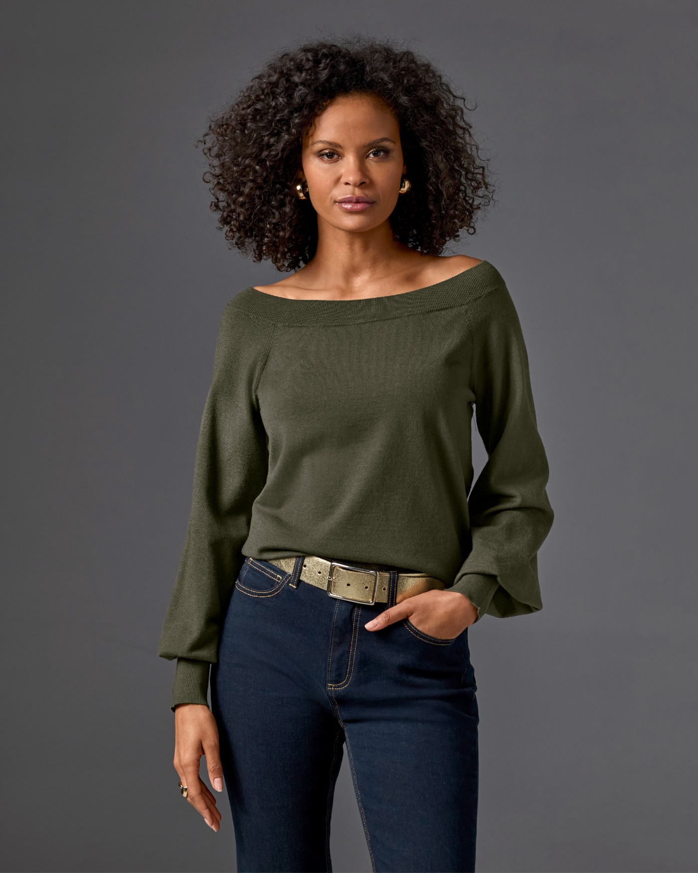 Lightweight Slouchy Sweater Olive Night