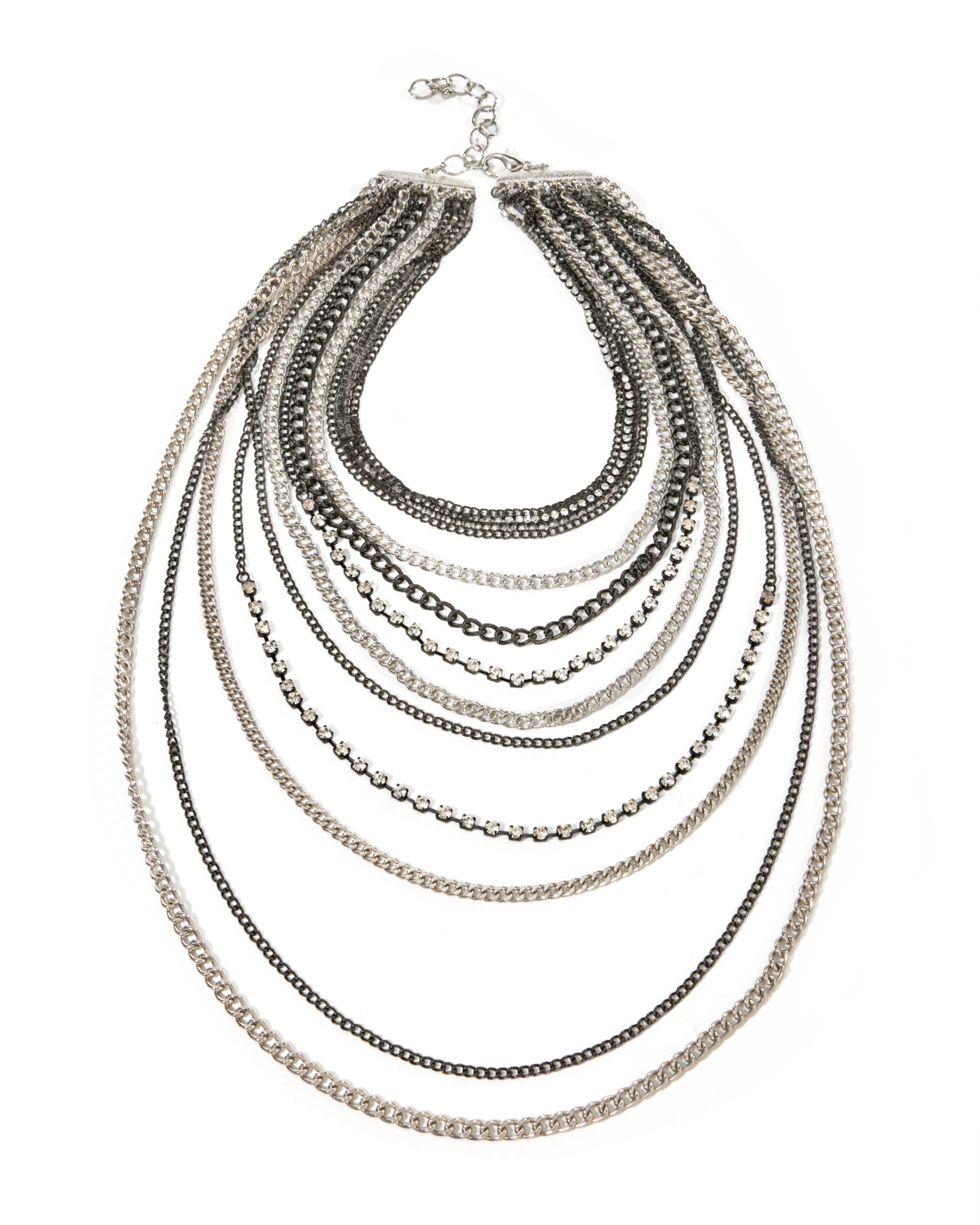 Layered Silver Chain Necklace Antique Silver