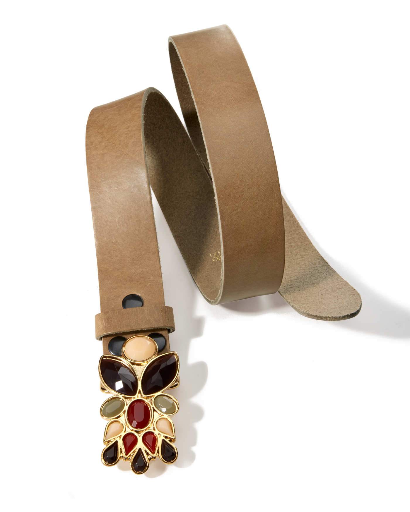 Catania Multi-Colored Gem Buckle Belt Mushroom