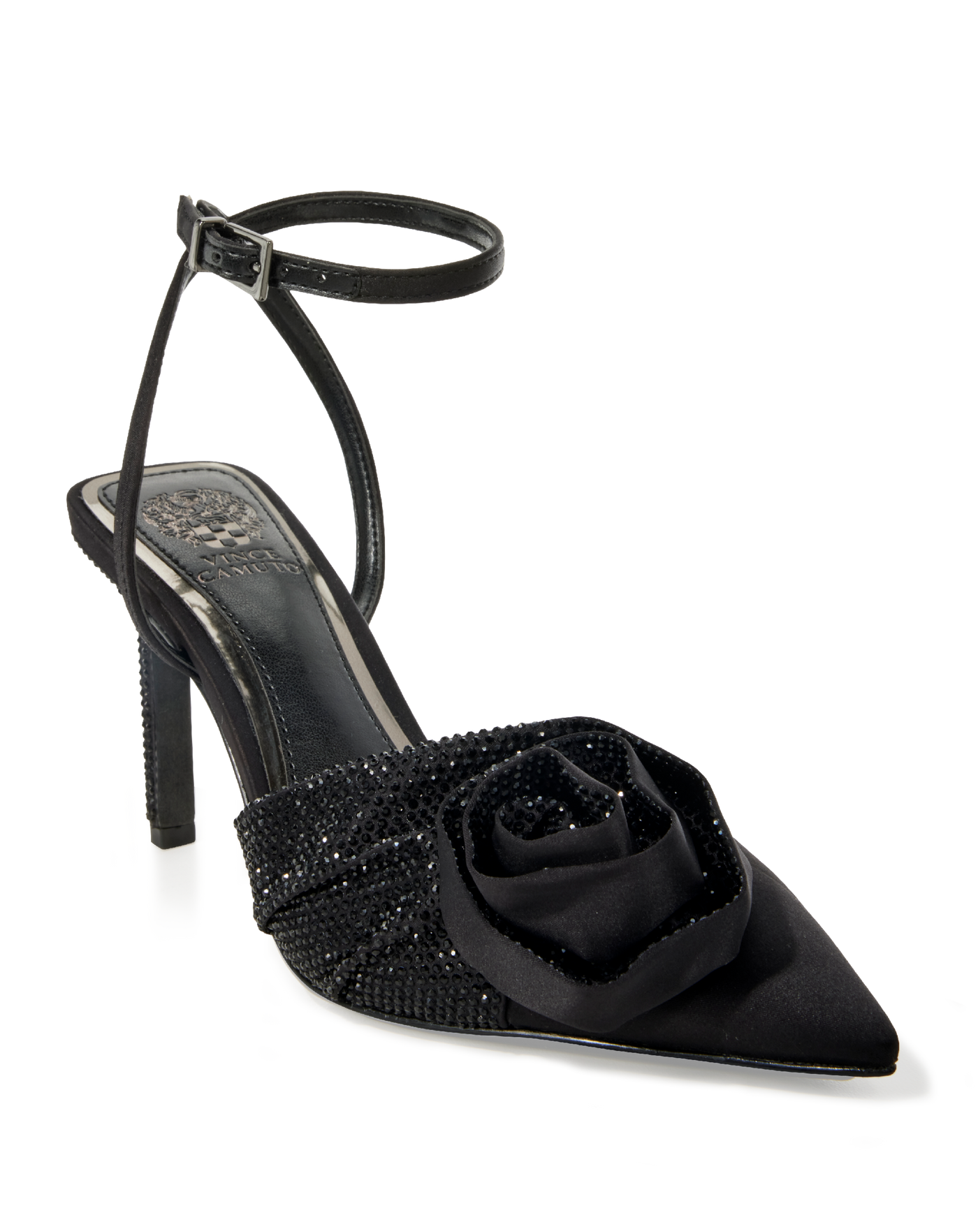 Rhinestone Rosette Heel Black