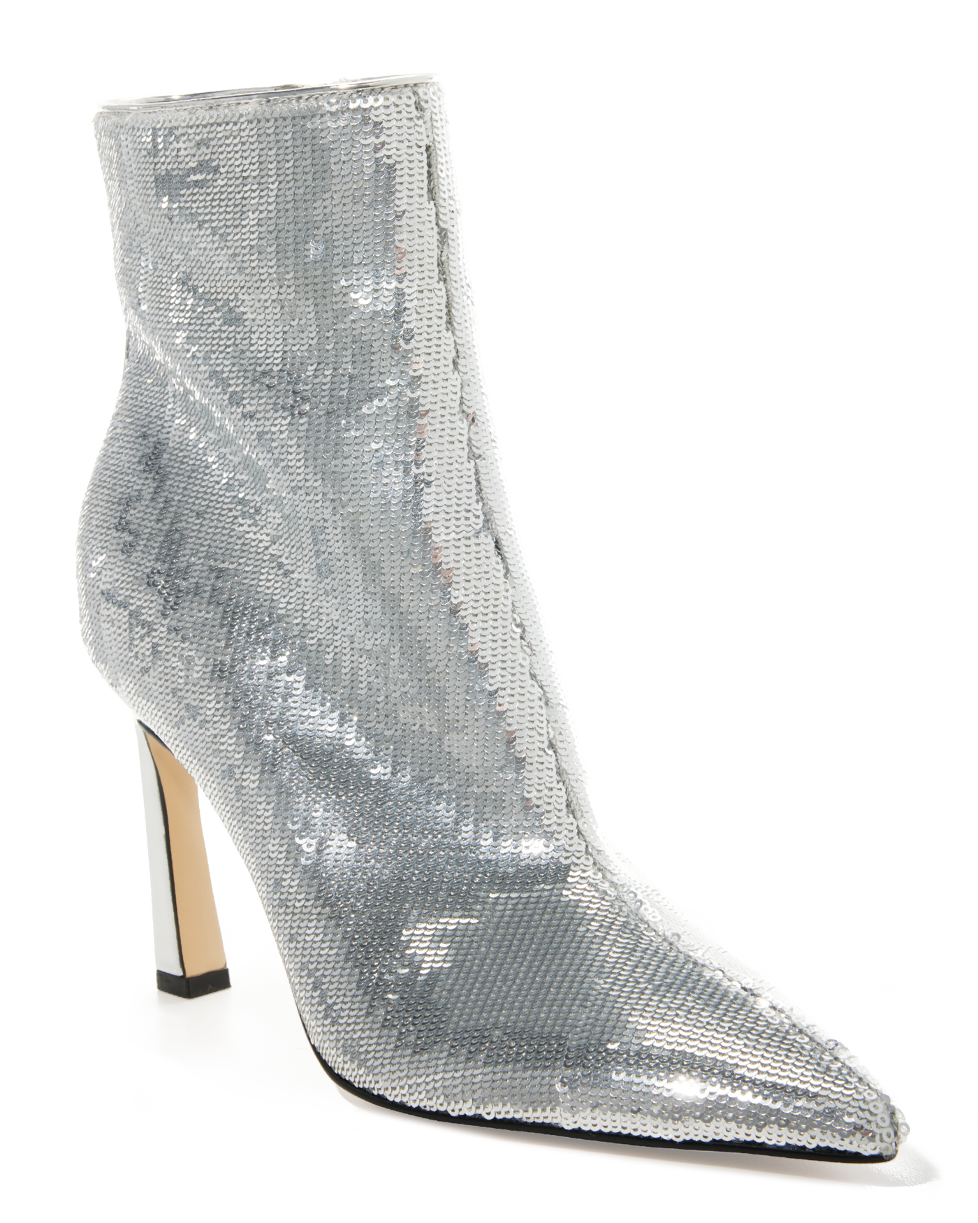 Sequin Heeled Bootie Silver