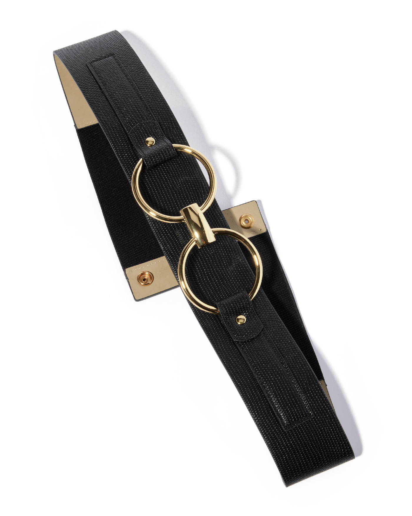 Elastic Waist Belt with Gold Hardware Black