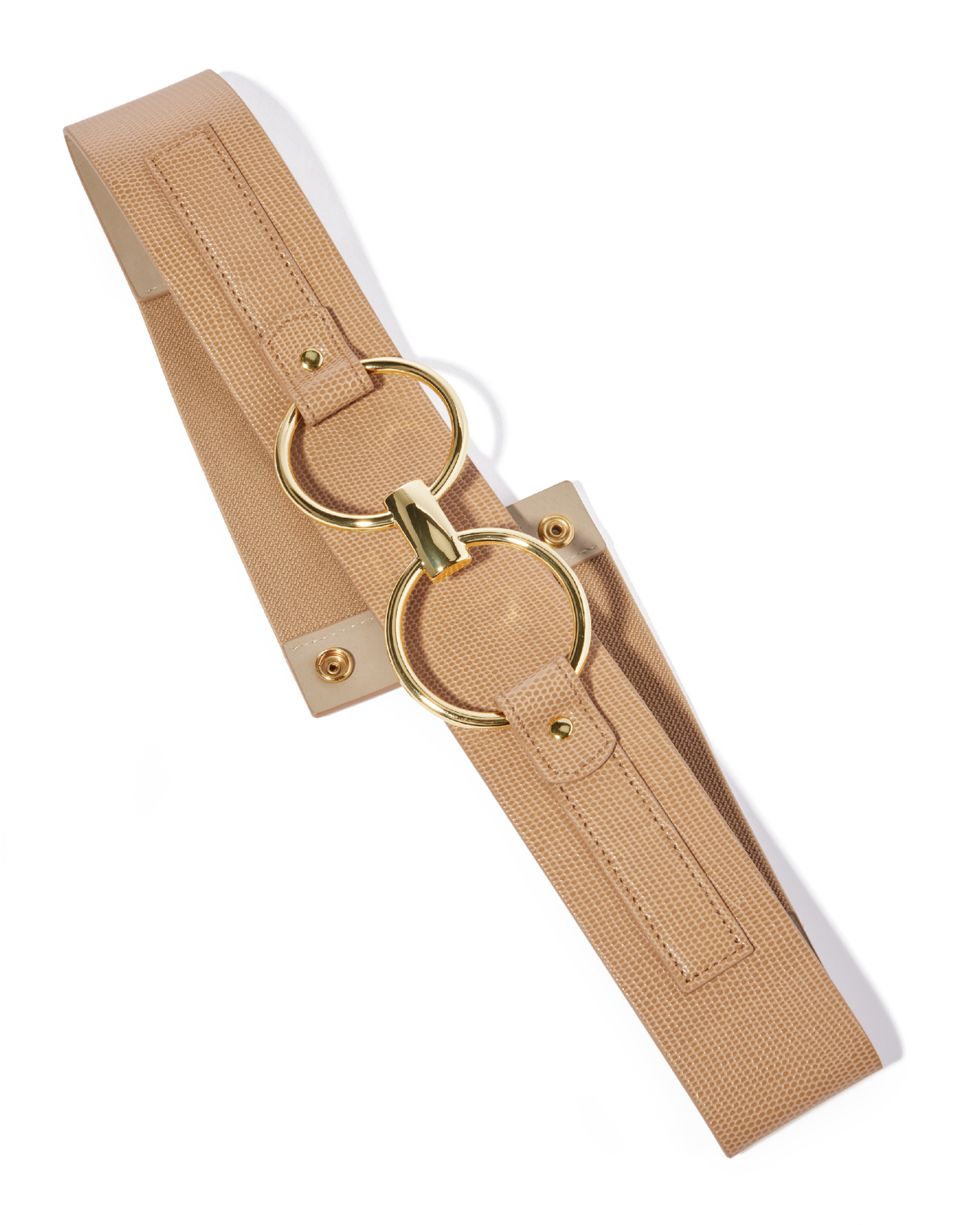 Elastic Waist Belt with Gold Hardware Classic Tan