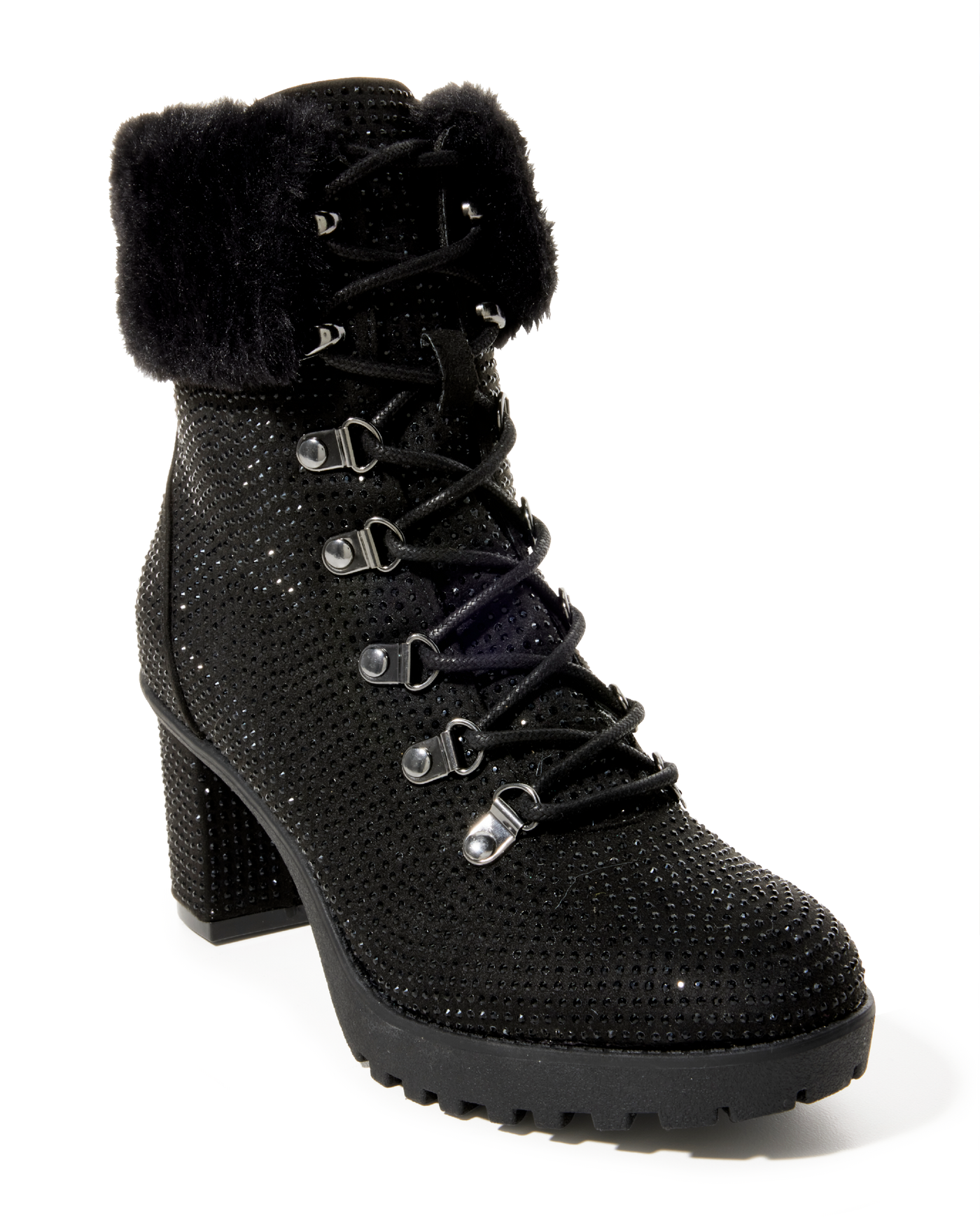 Rhinestone Heeled Bootie Black