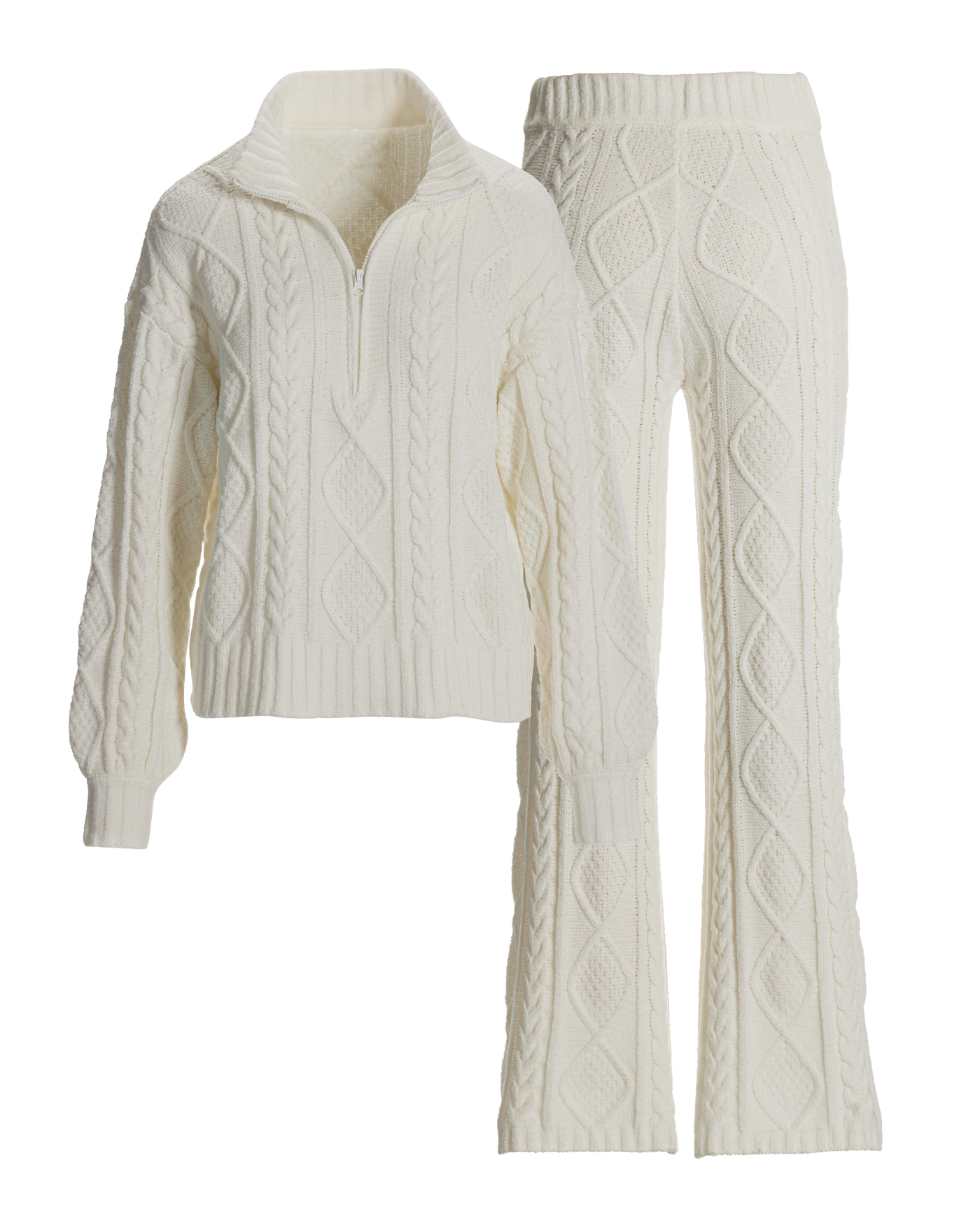 Half Zip Cable Lounge Set - Off White – Boston Proper