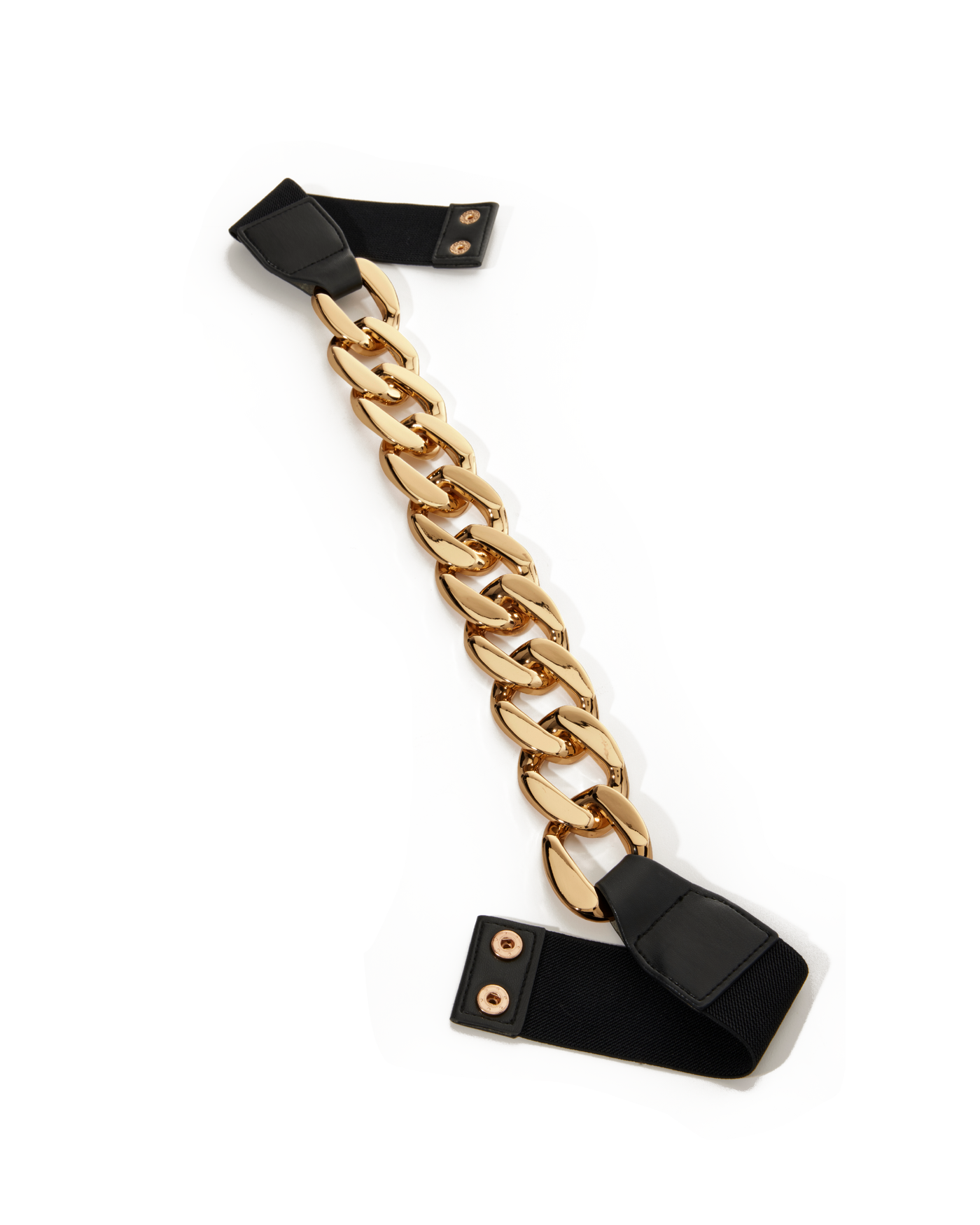 Chain & Faux Leather Belt Black/Gold