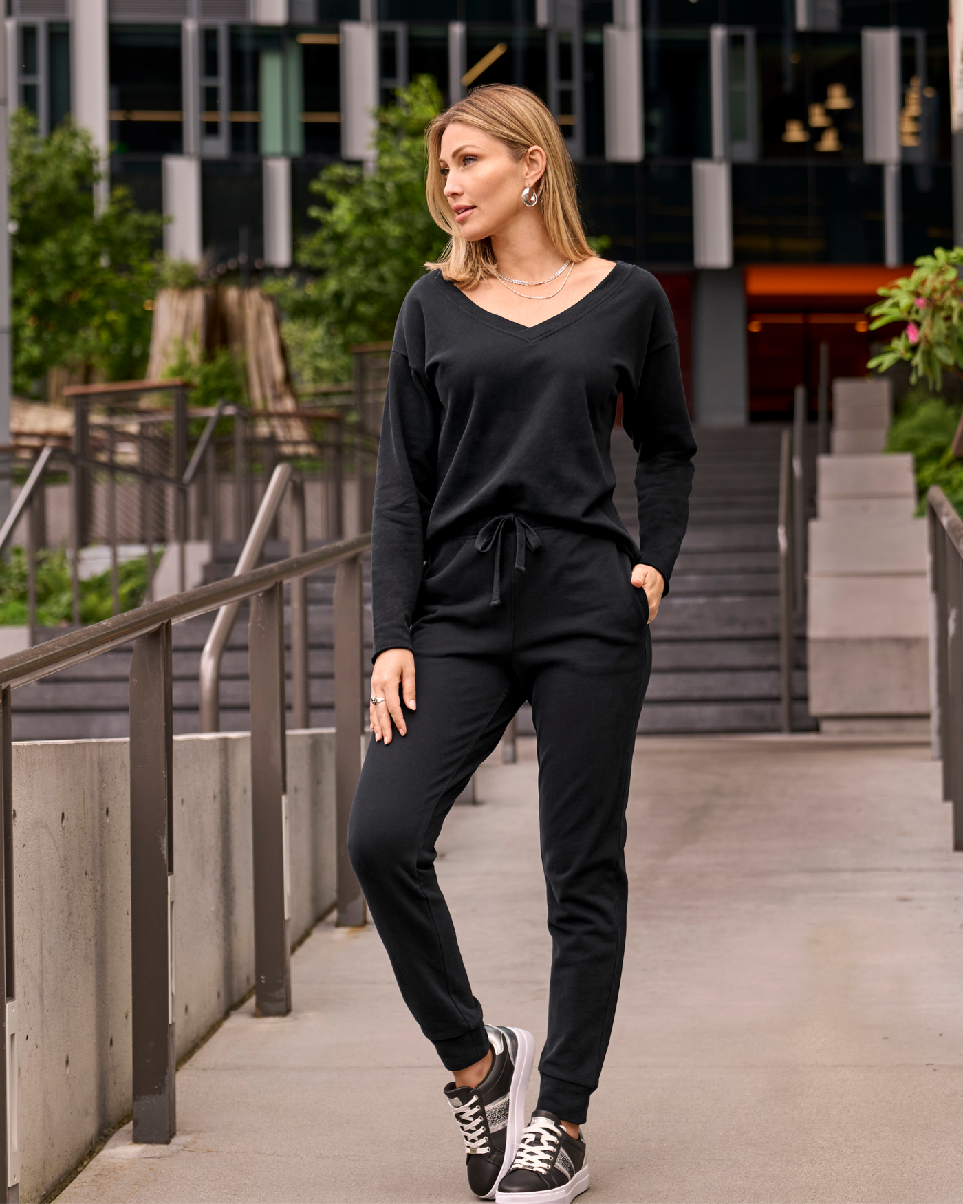 Cotton Comfort Drawstring Pocket Jogger Black