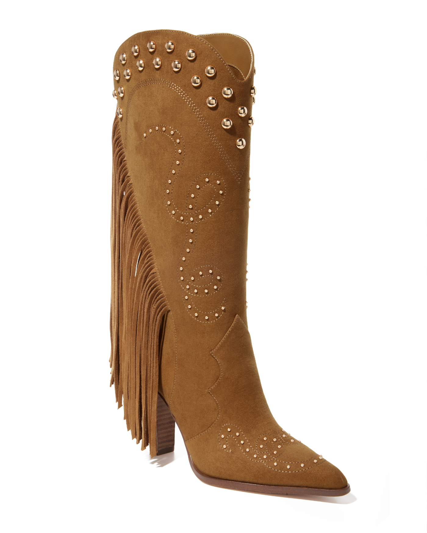 Fringe Studded Boot Tan
