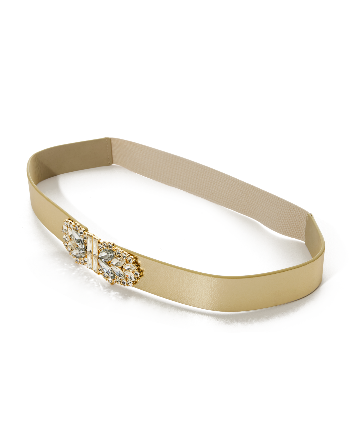 Crystal Embellished Elastic Waist Belt Gold