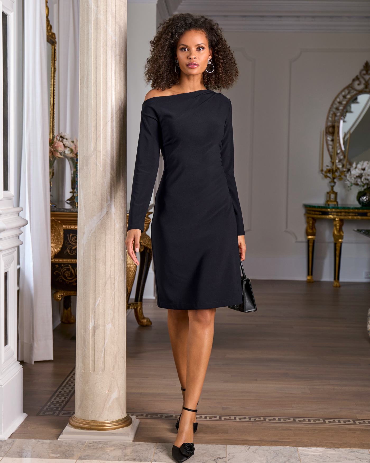 Beyond Travel Asymmetrical Dress Jet Black