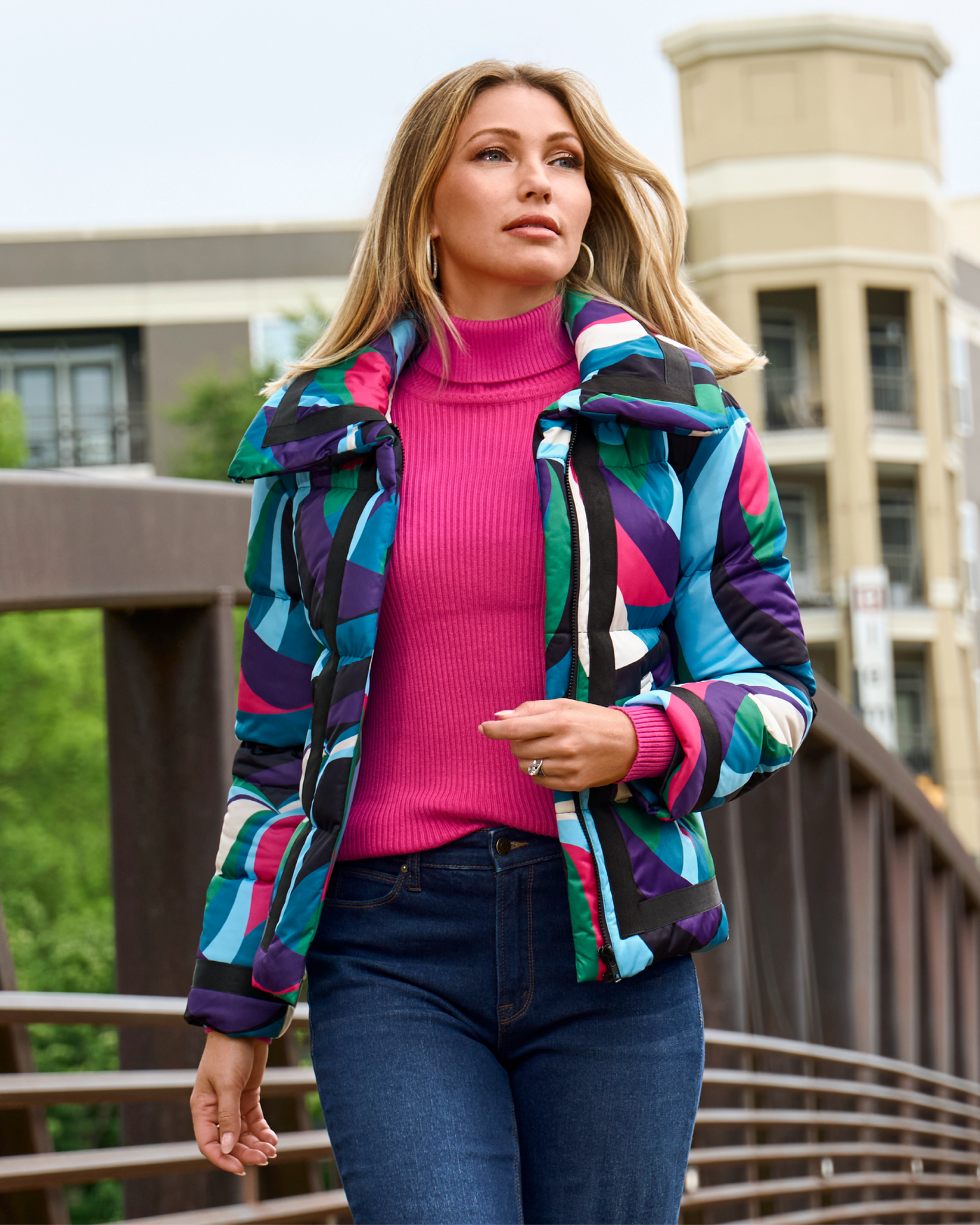 Printed Puffer Jacket Multi