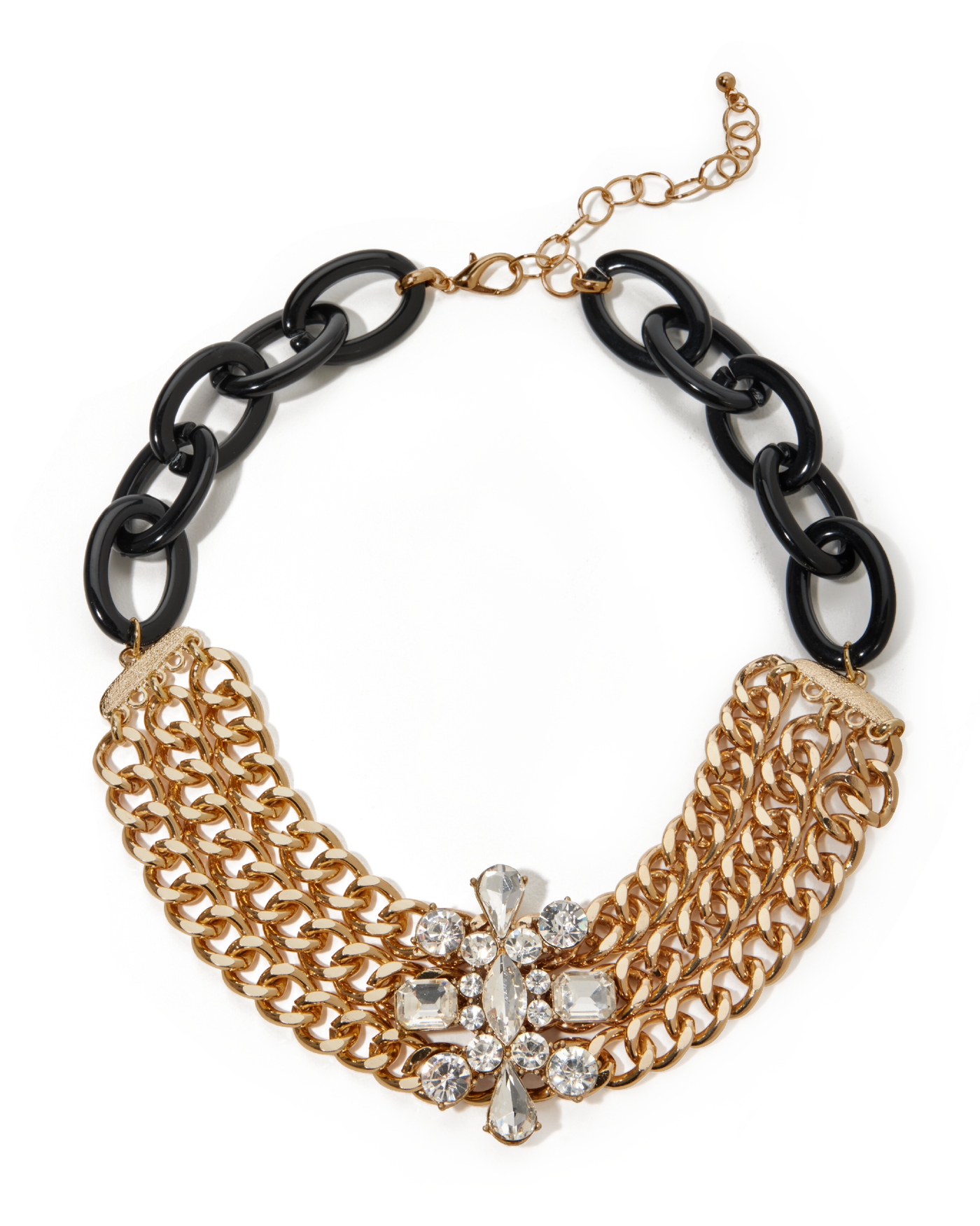 Gold Chain Link Choker Necklace Black/Gold