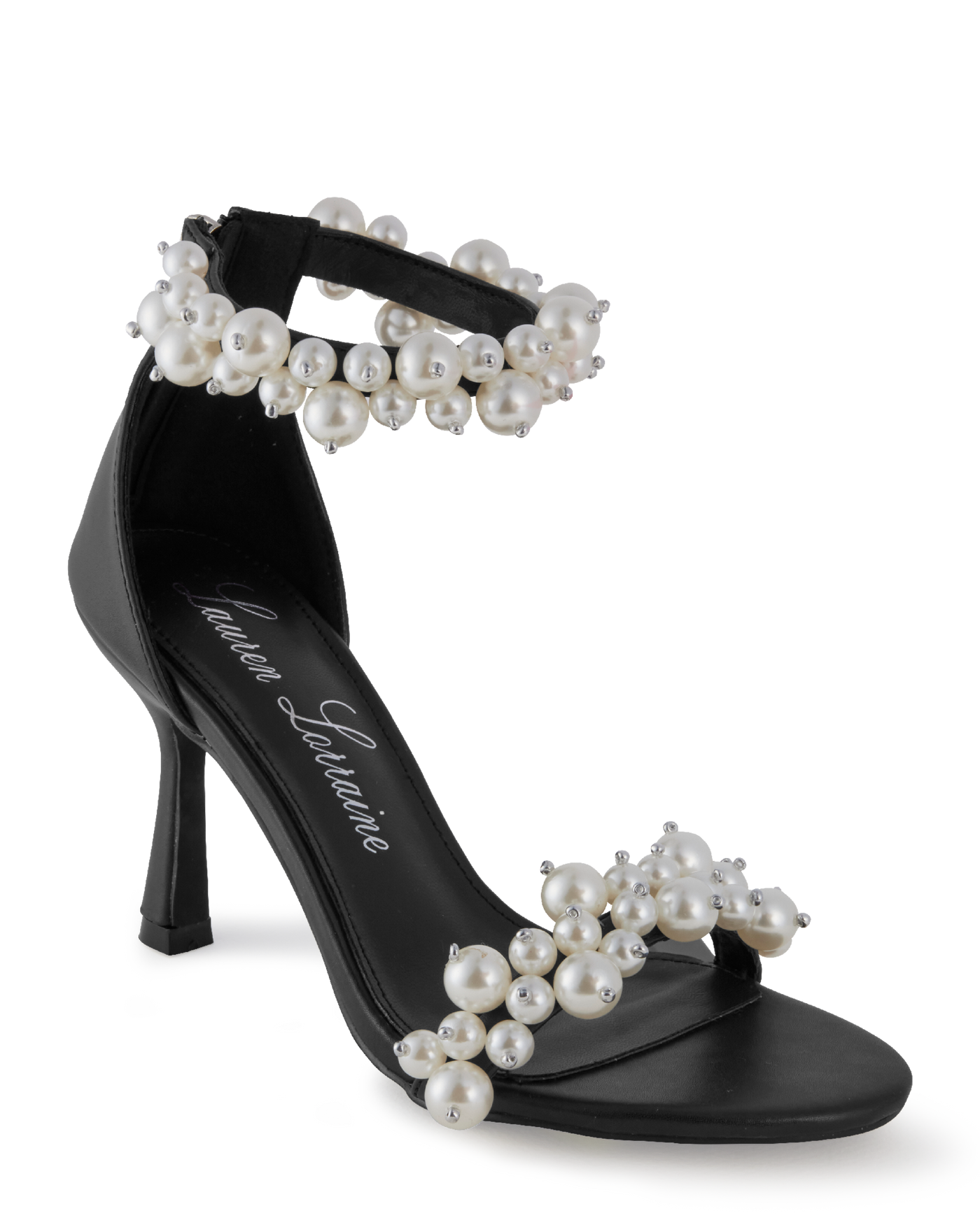Pearl Ankle Strap Heel Black