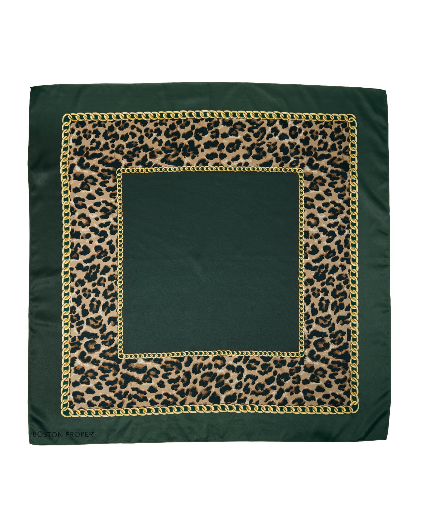 Chain and Cheetah Scarf Emerald Green