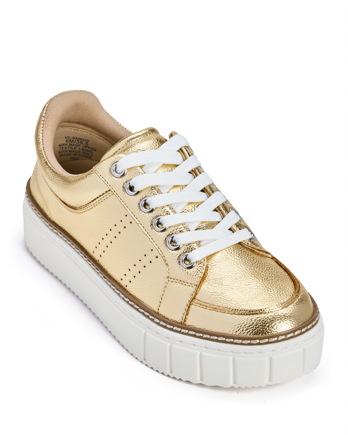 Metallic Lace Up Sneaker Gold