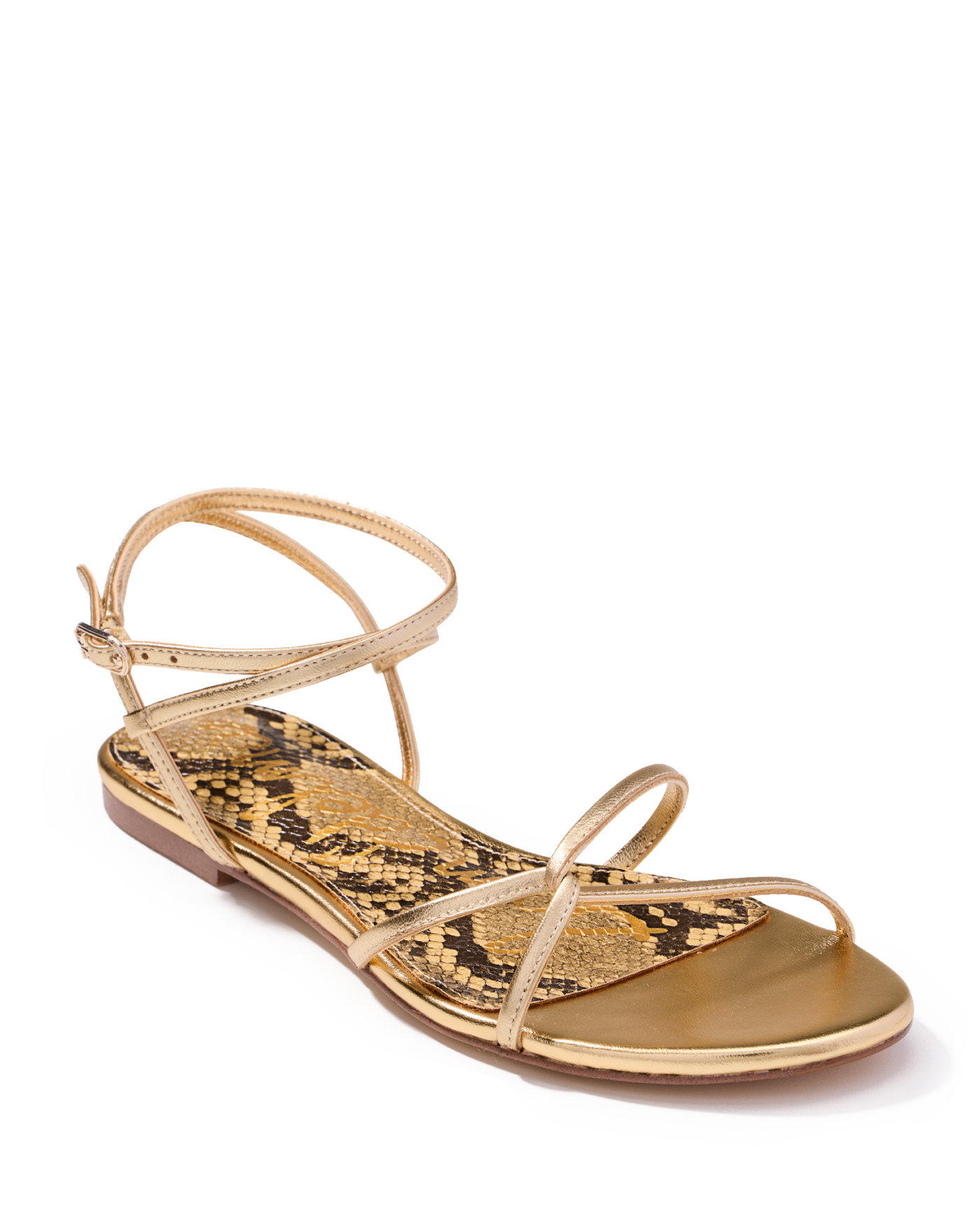 Lace Up Strappy Sandal Gold