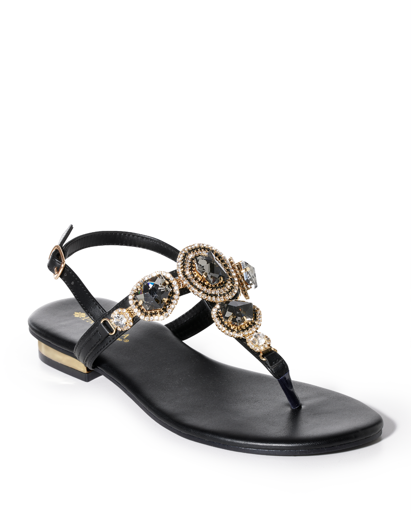 Ankle Strap Gem Sandal Black