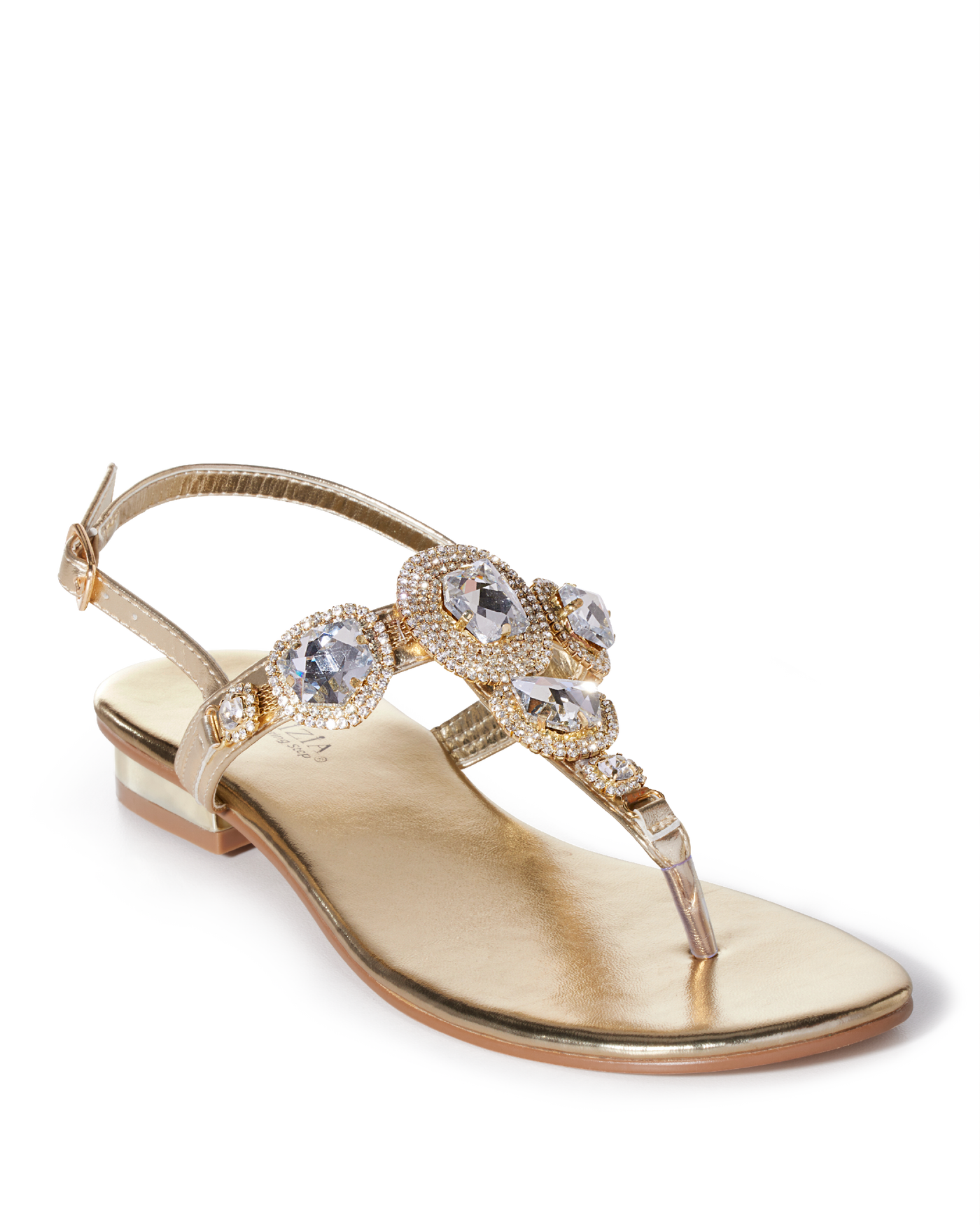 Ankle Strap Gem Sandal Gold