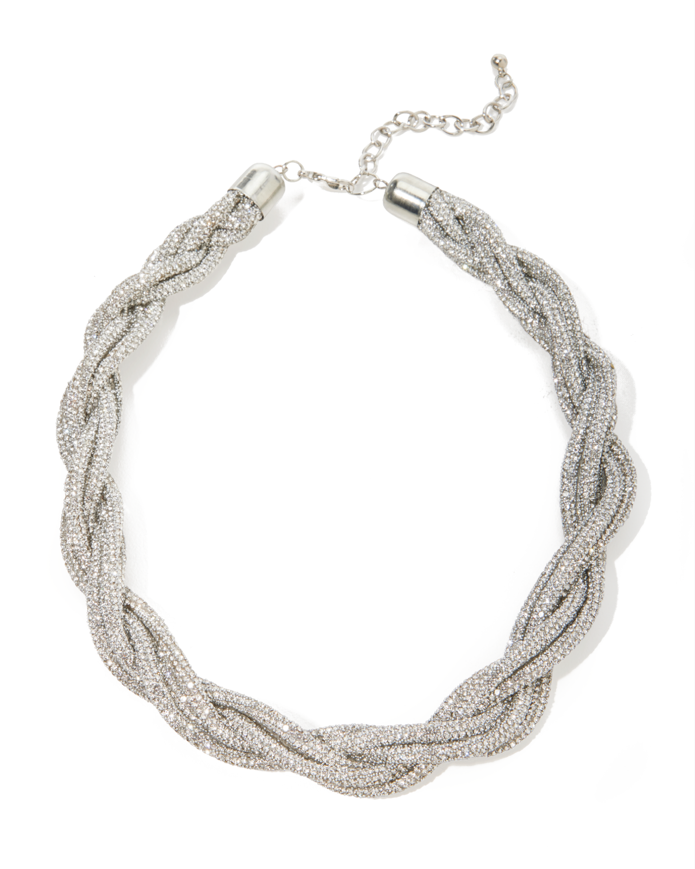 Rhinestone Twist Necklace Silver