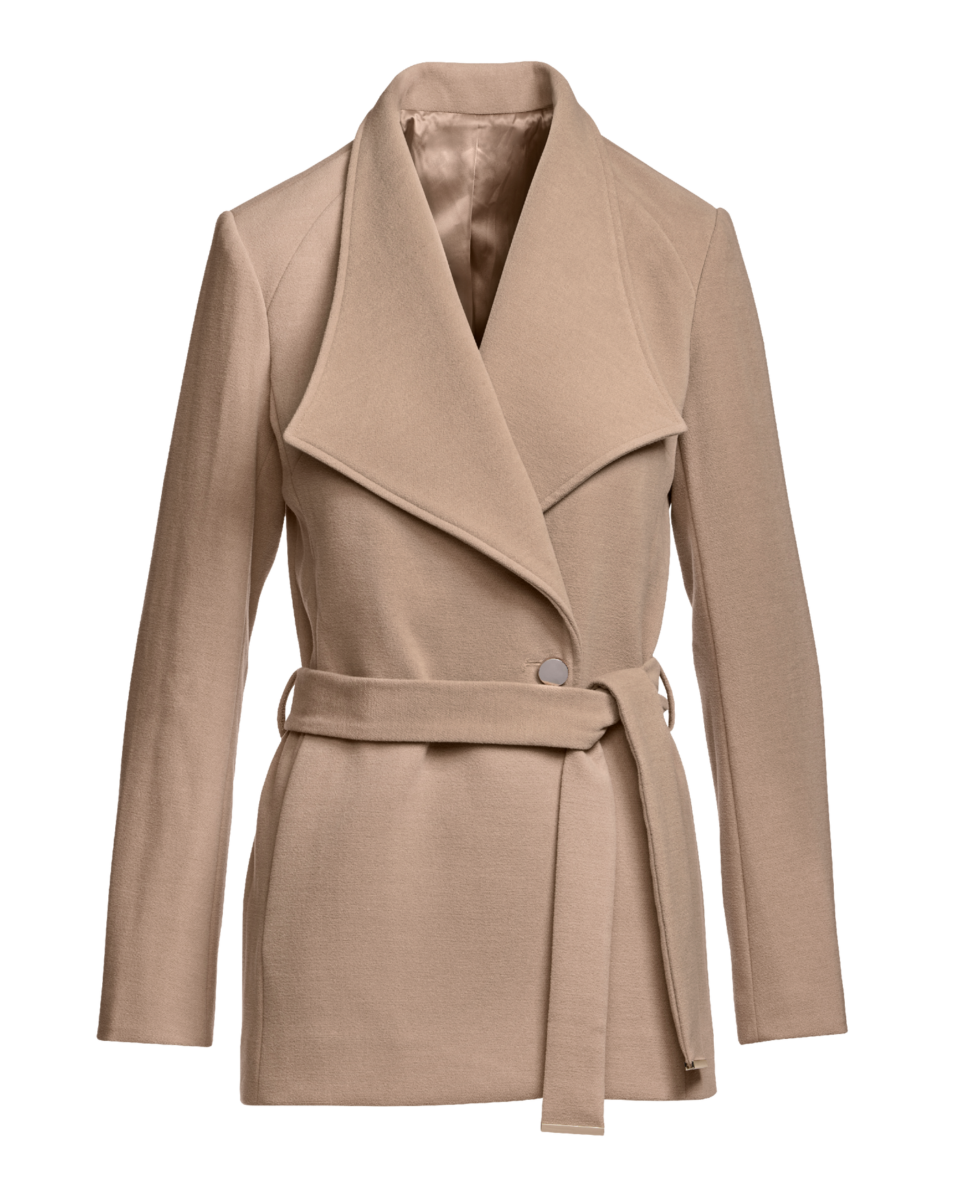 Chic Tie Waist Fully Lined Hip Length Coat - Camel – Boston Proper