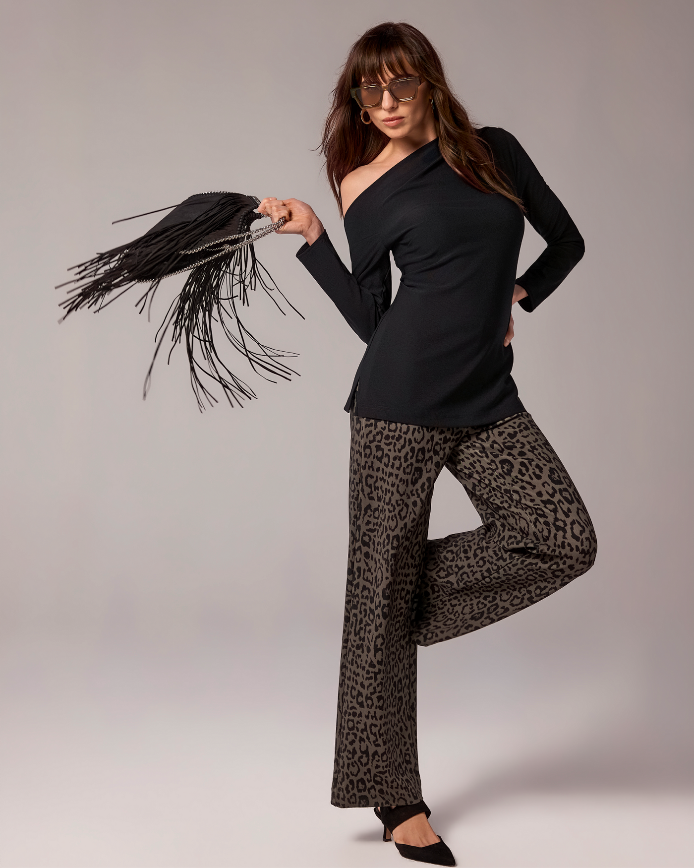 Beyond Travel Print Palazzo Pant Autumn Cheetah