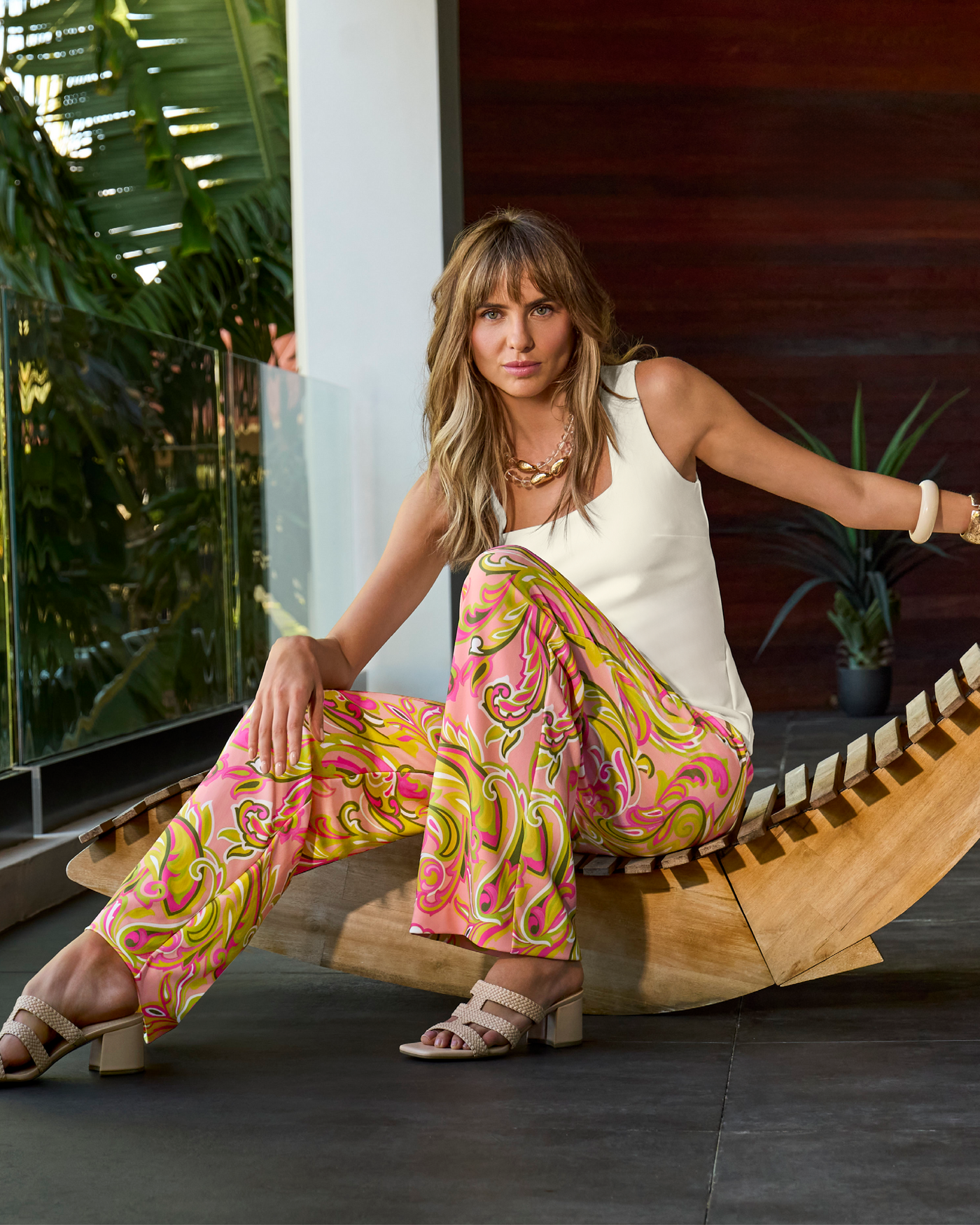 Beyond Travel Print Palazzo Pant Sunrise Paisley