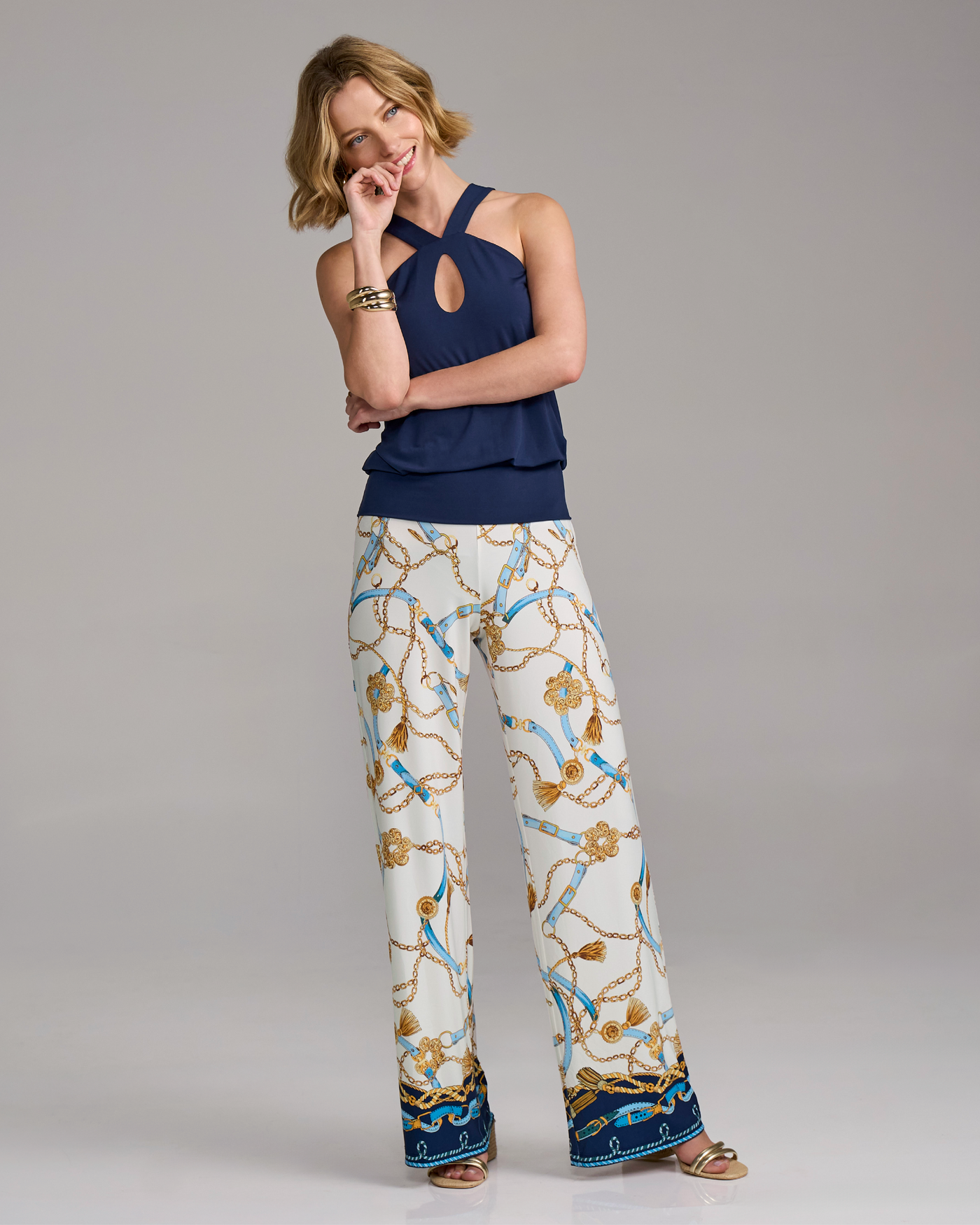 Malibu Print Wide Leg Pant Nautical Status