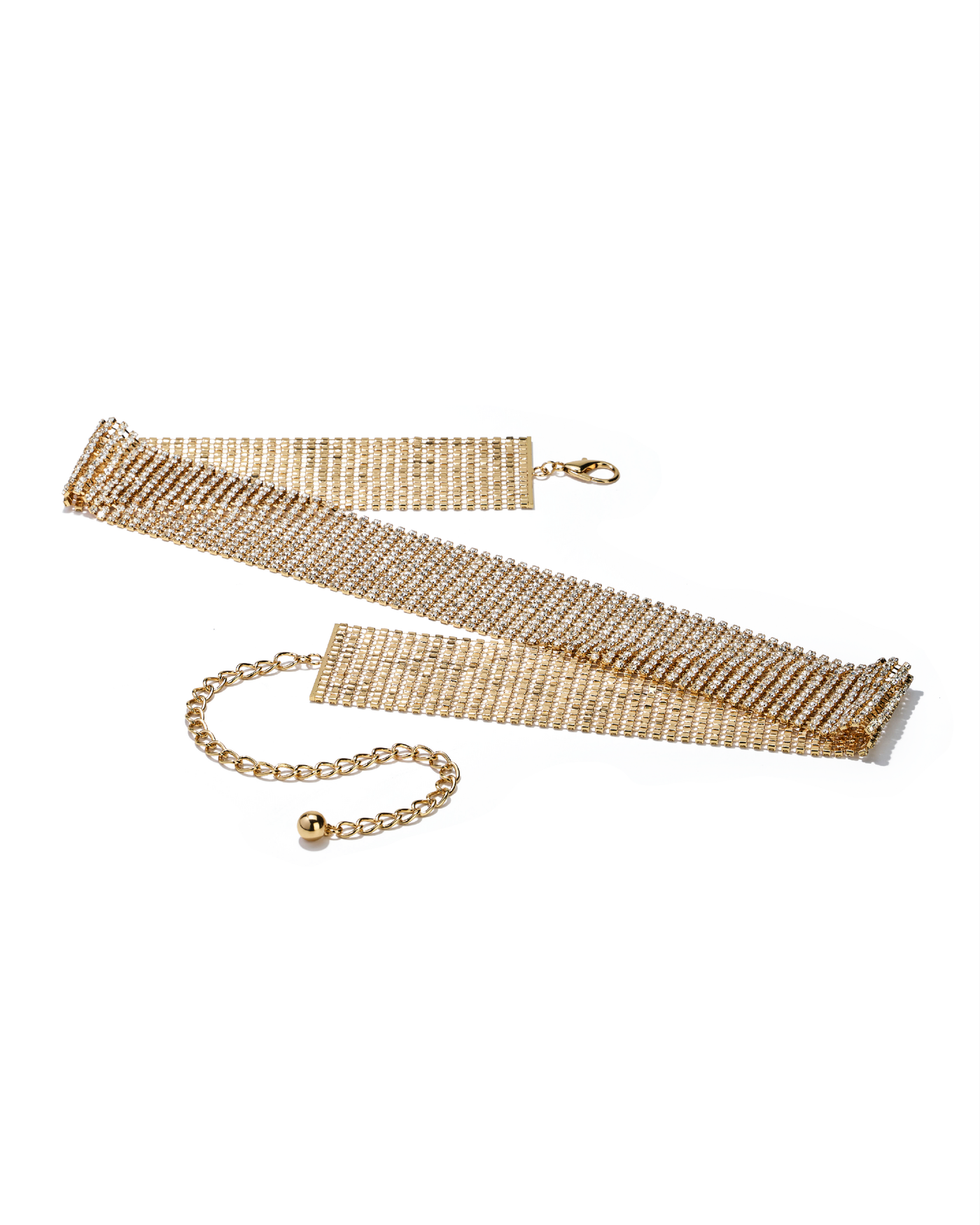 Rhinestone Chain Belt Gold Multi