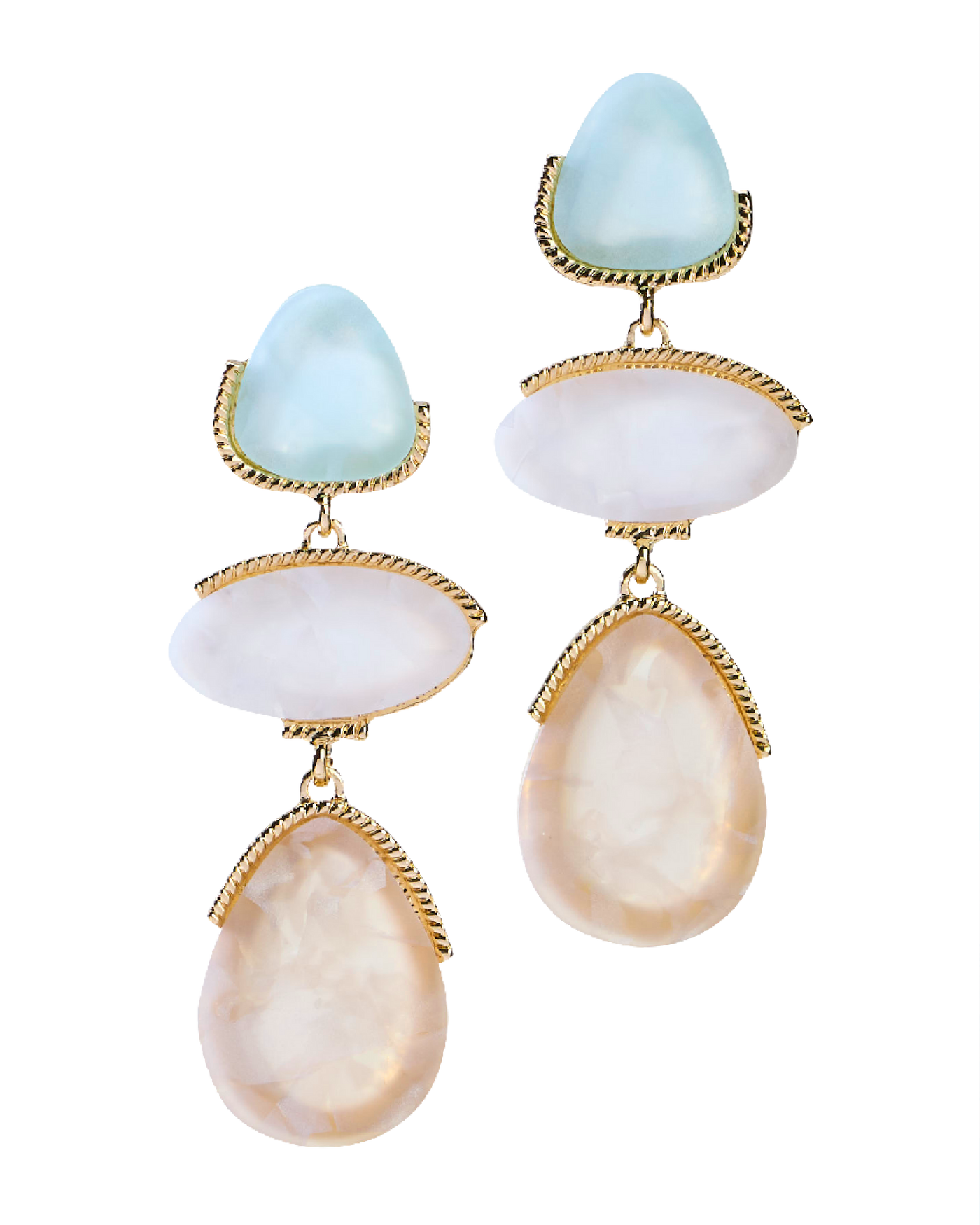 Acrylic Three Stone Earring Blue