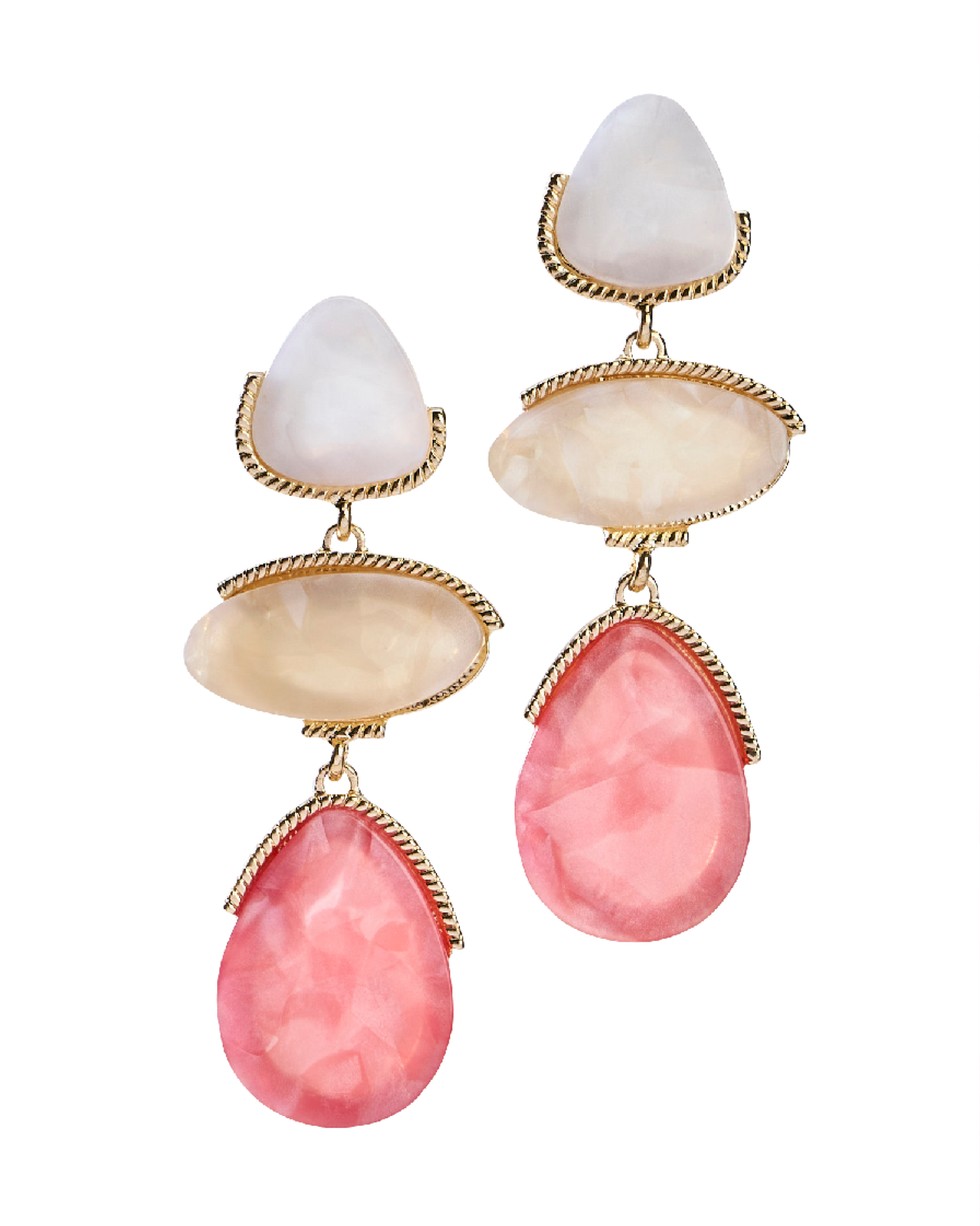 Acrylic Three Stone Earring Pink