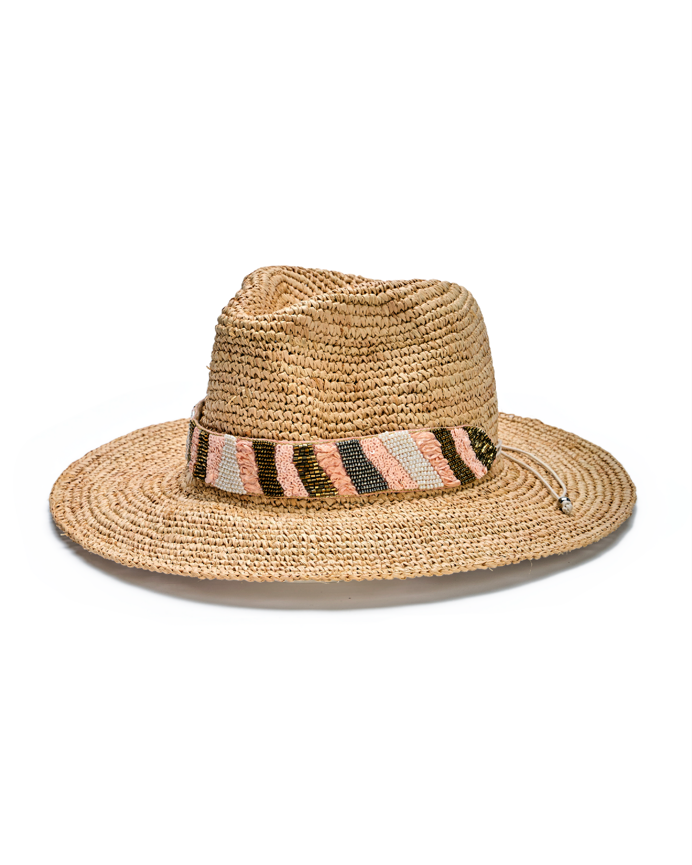 Sequin Beaded Raffia Hat Natural