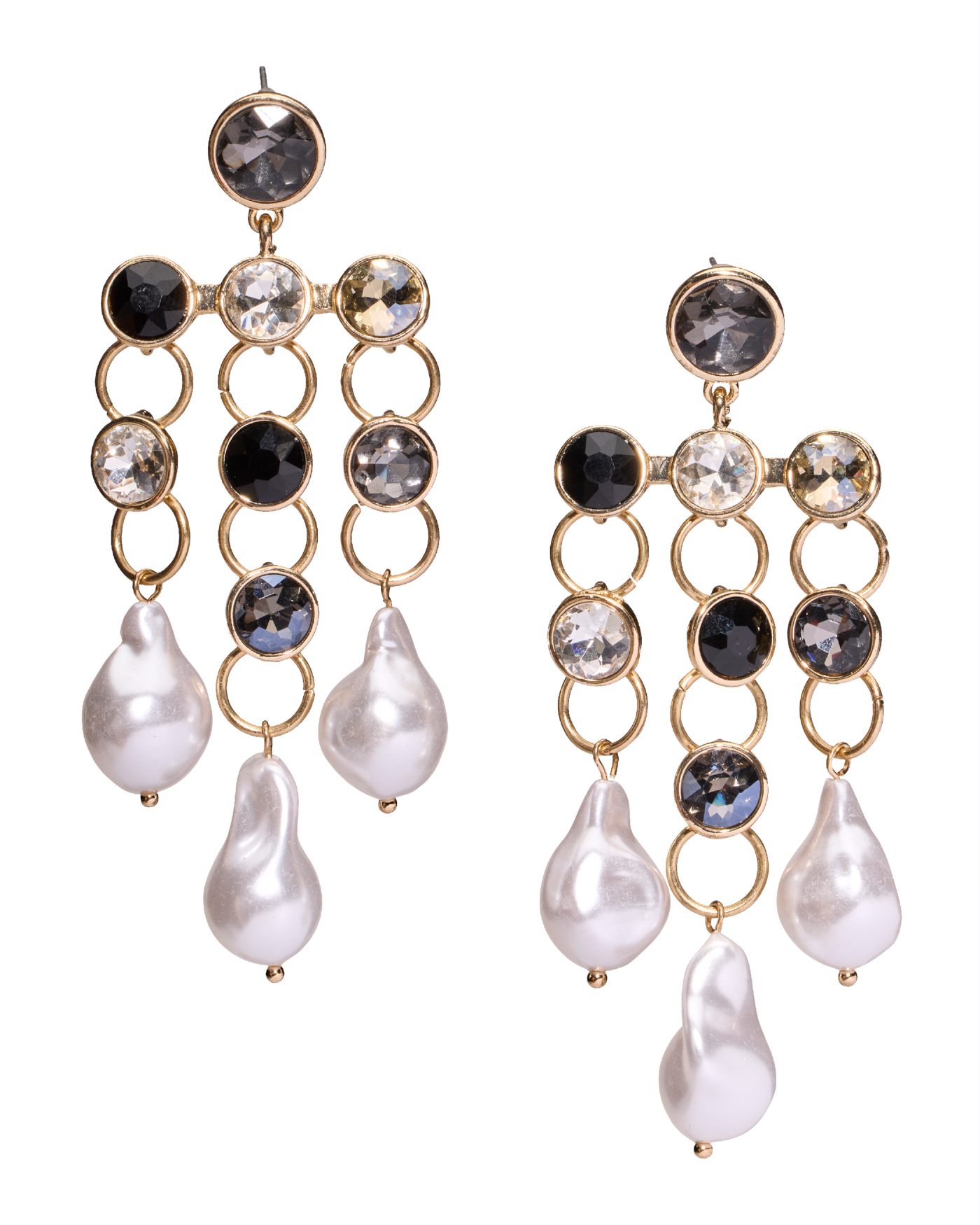 Pearl and Gem Earring Black Multi