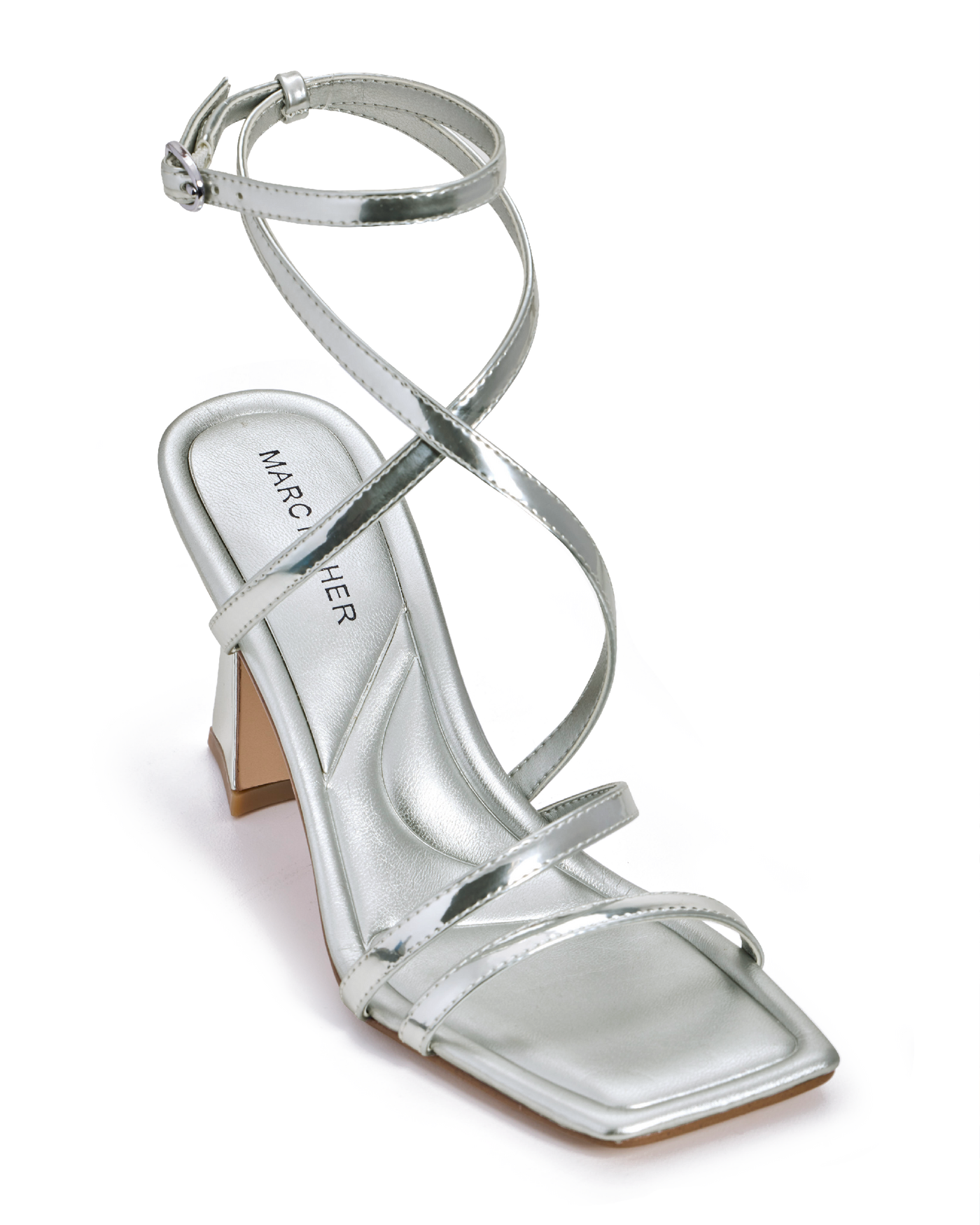 Strappy Ankle Strap Heel Silver