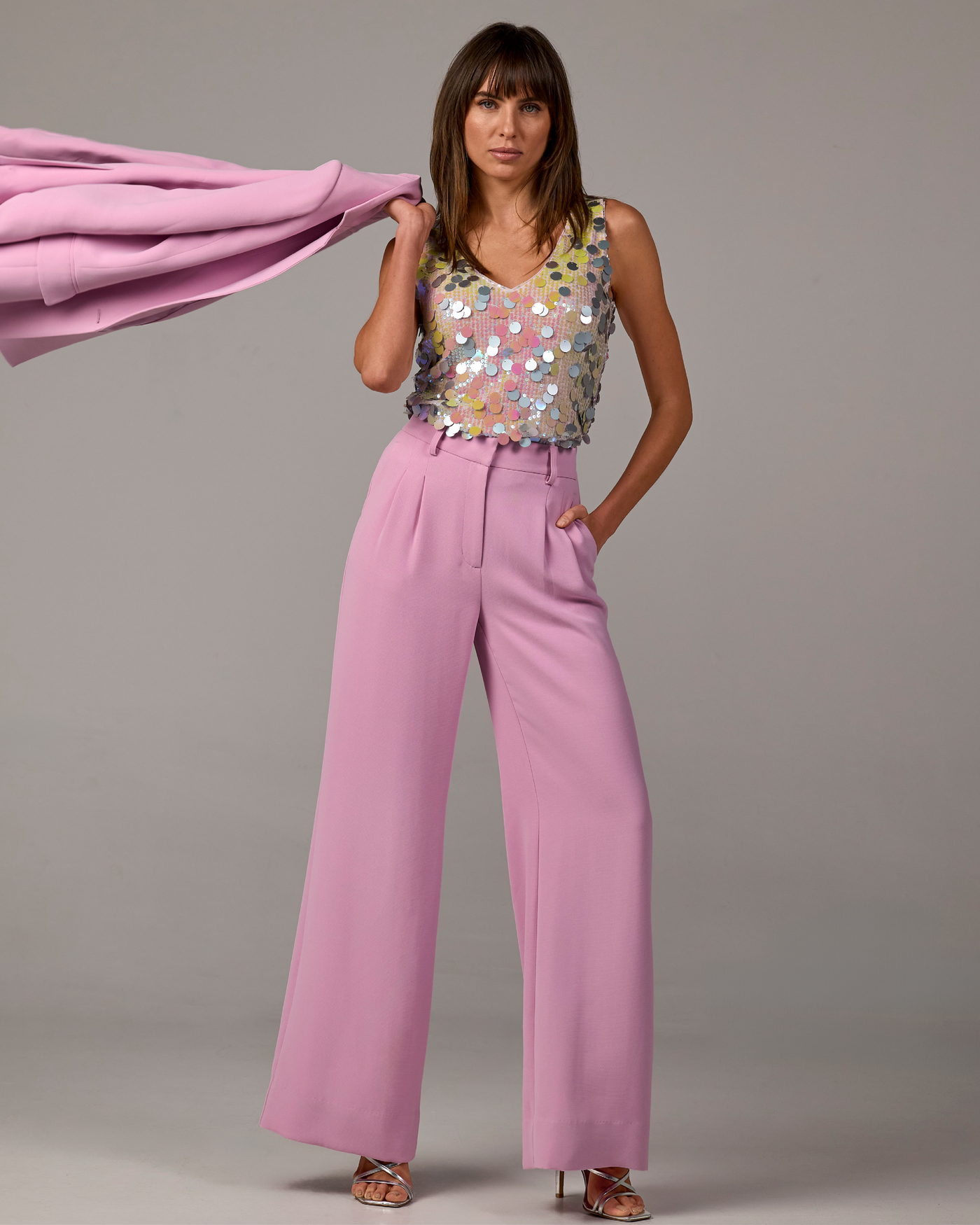 Malibu Wide Leg Effortless Drape Trouser Pant Pink Lavender