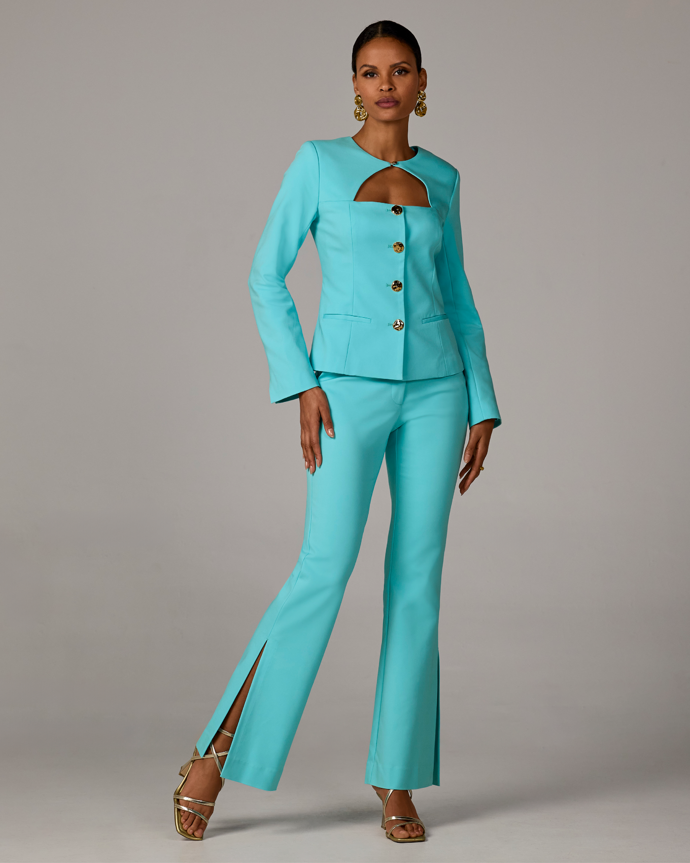 Monterey Modern Bootcut Side-Slit Trouser Pant Blue Radiance