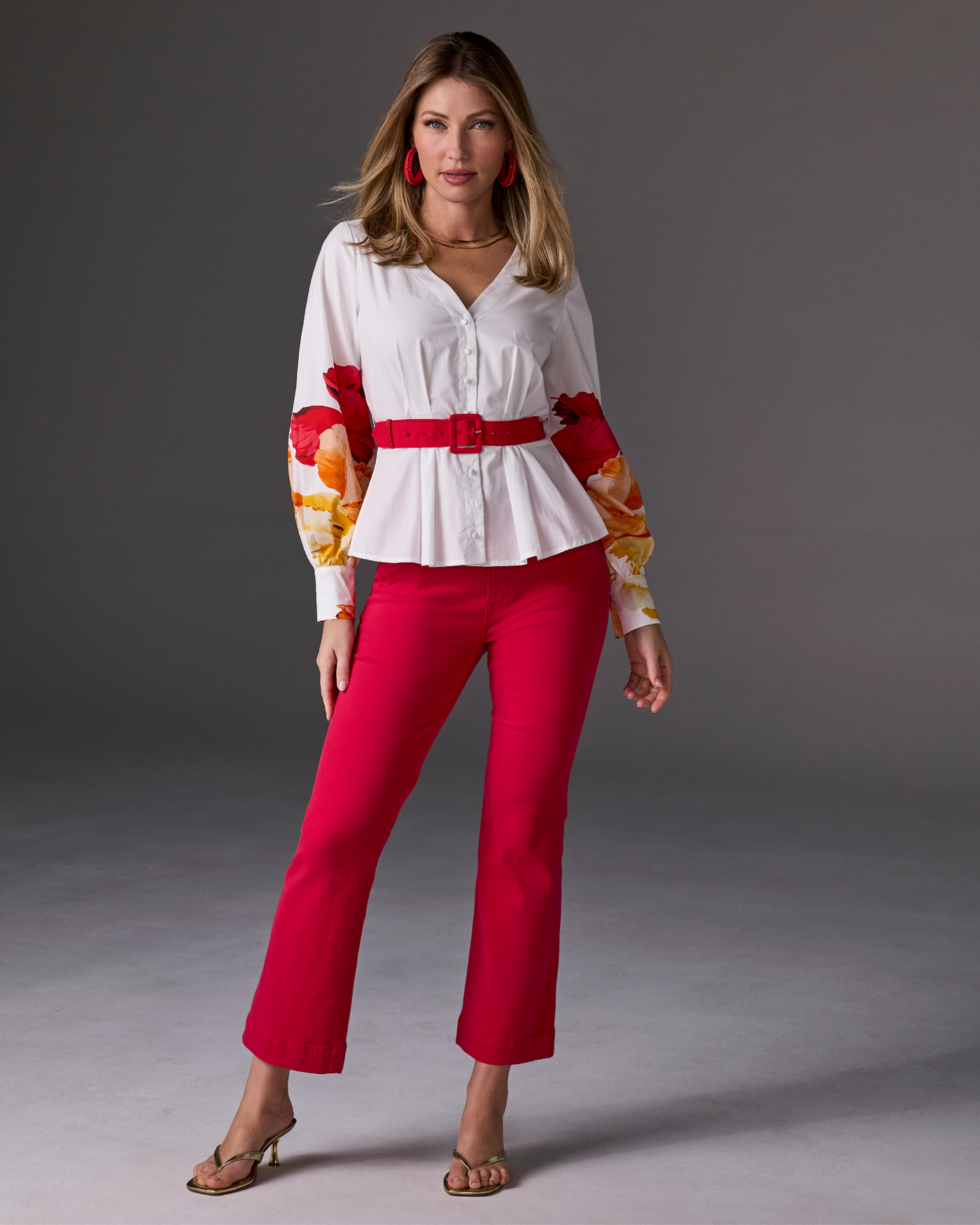 Monterey Kick Flare Ankle Jean True Red