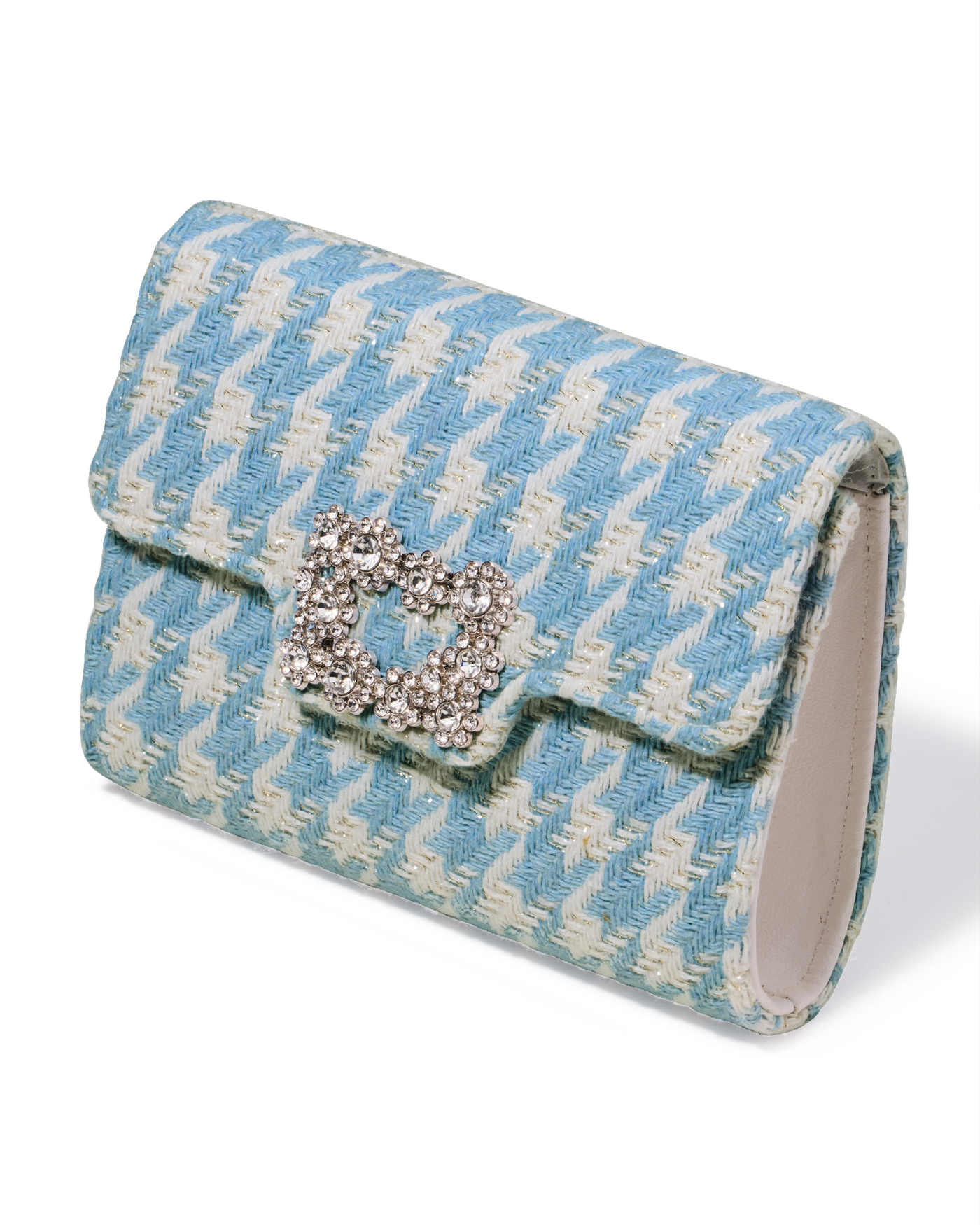Tweed Clutch Blue White