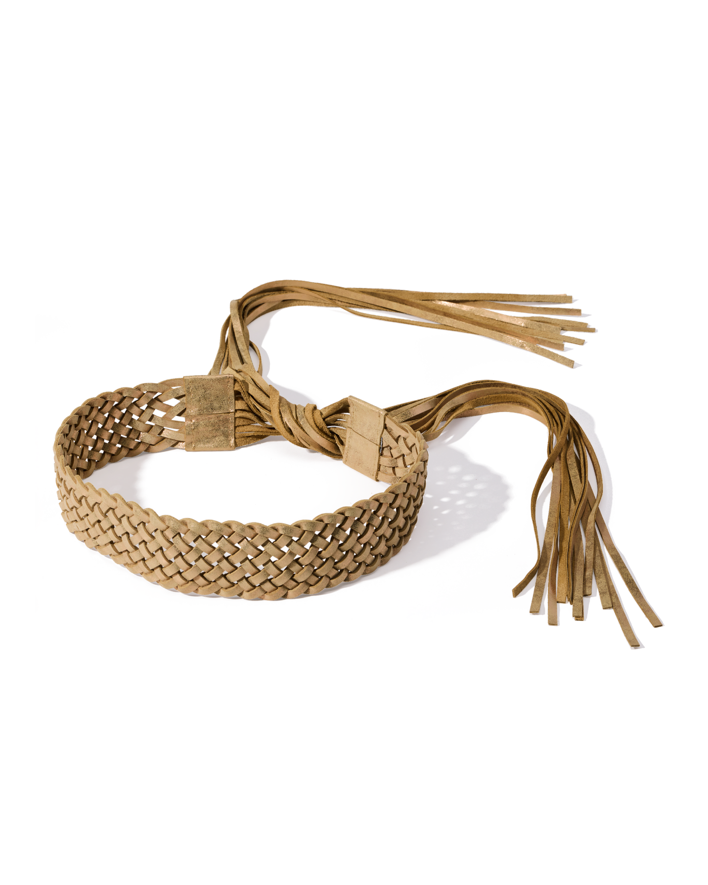 Metallic Braided Tie Belt Gold