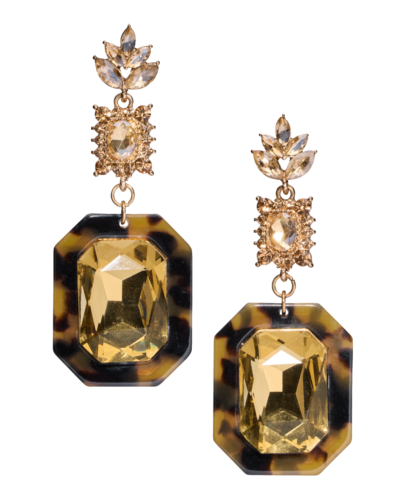 Tortoise Gem Drop Earring Brown