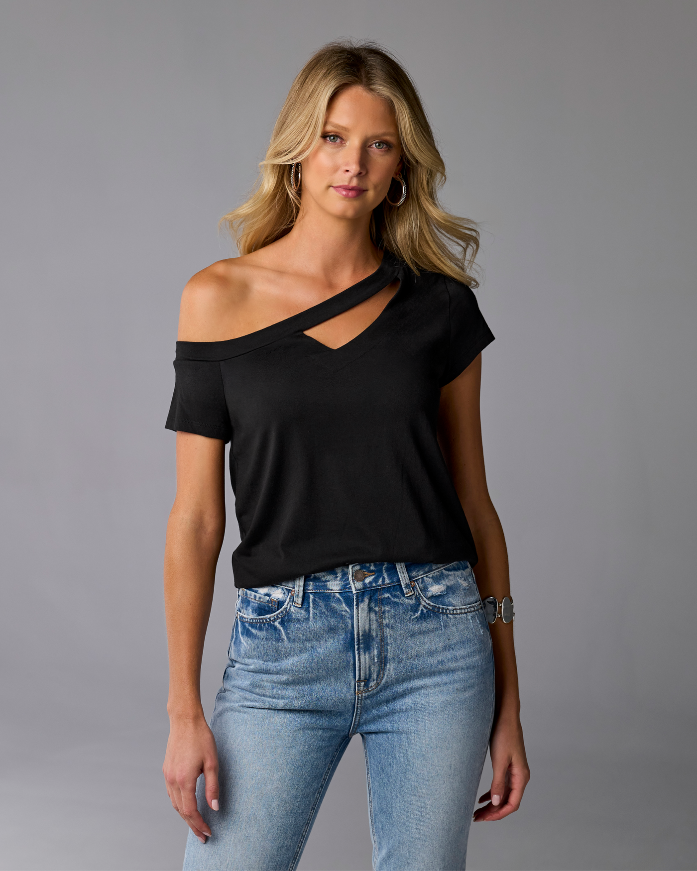 Slouchy Cut Out Knit Top Proper Black