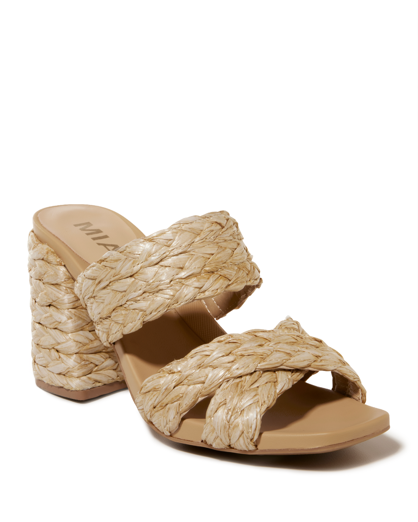 Raffia Band Block Heel Natural