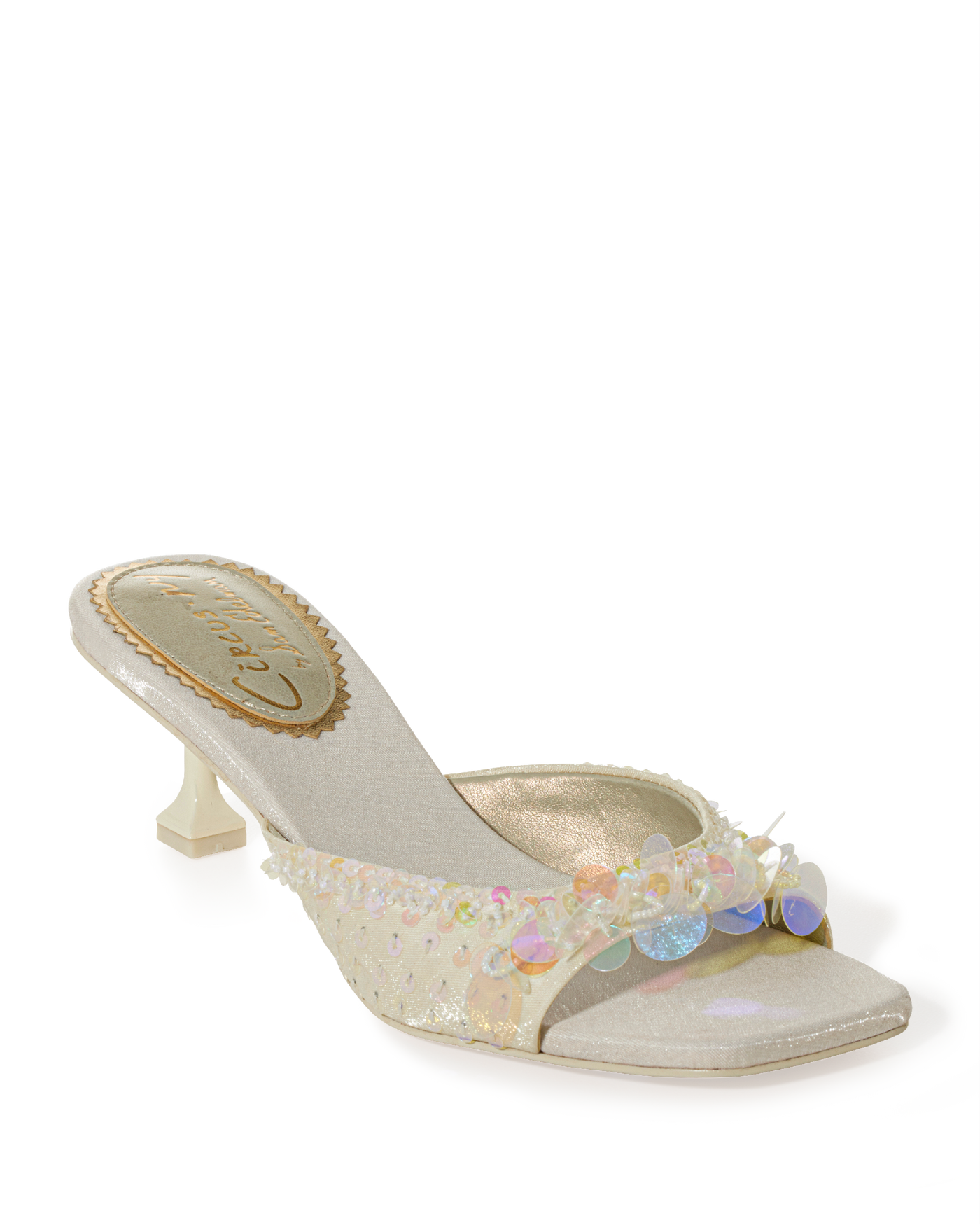Paillette Strap Heel Pearl