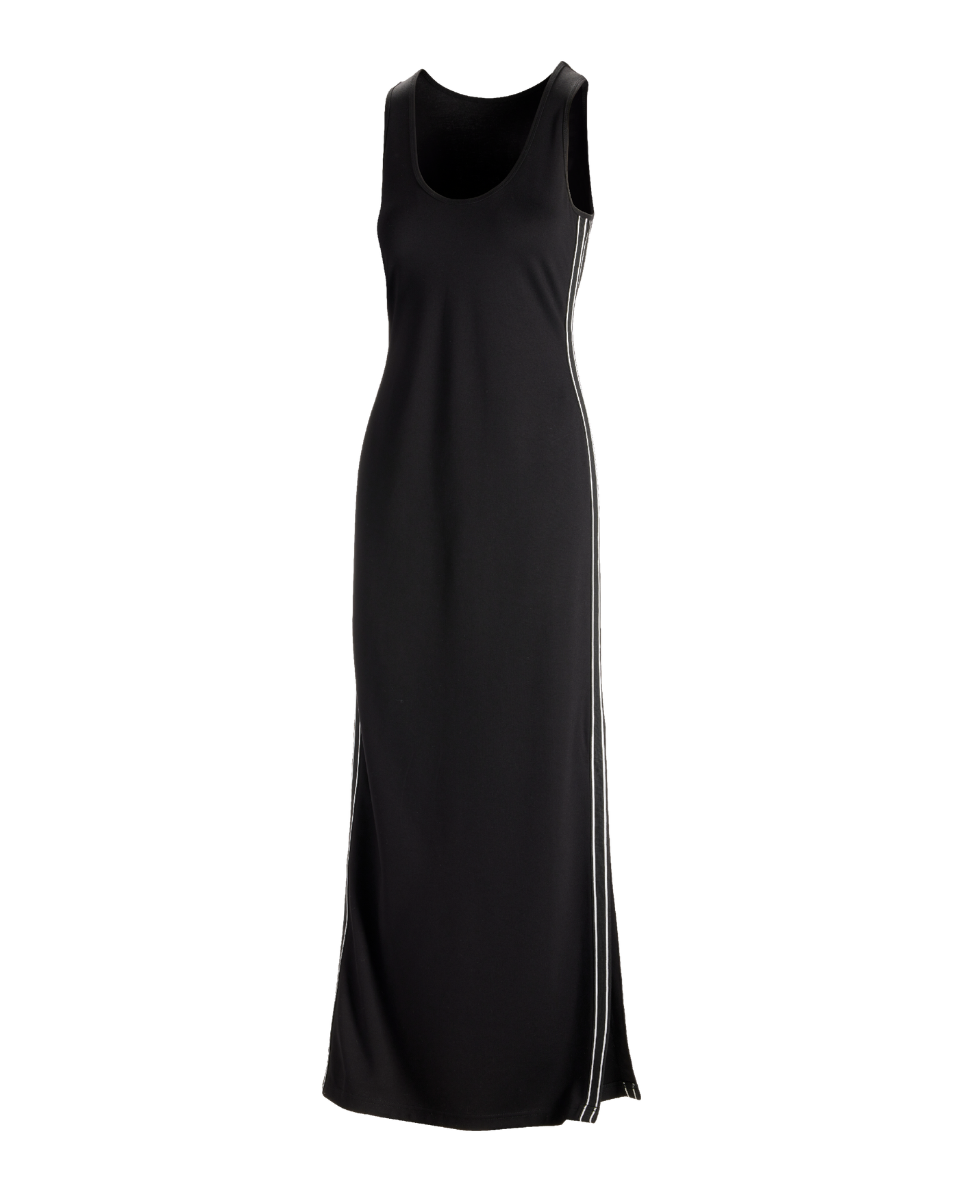 black dress with white stripe down the side Maxi Sport - your options for wearing Tally Flirty, modern, and effortlessly Color:BLACK-3