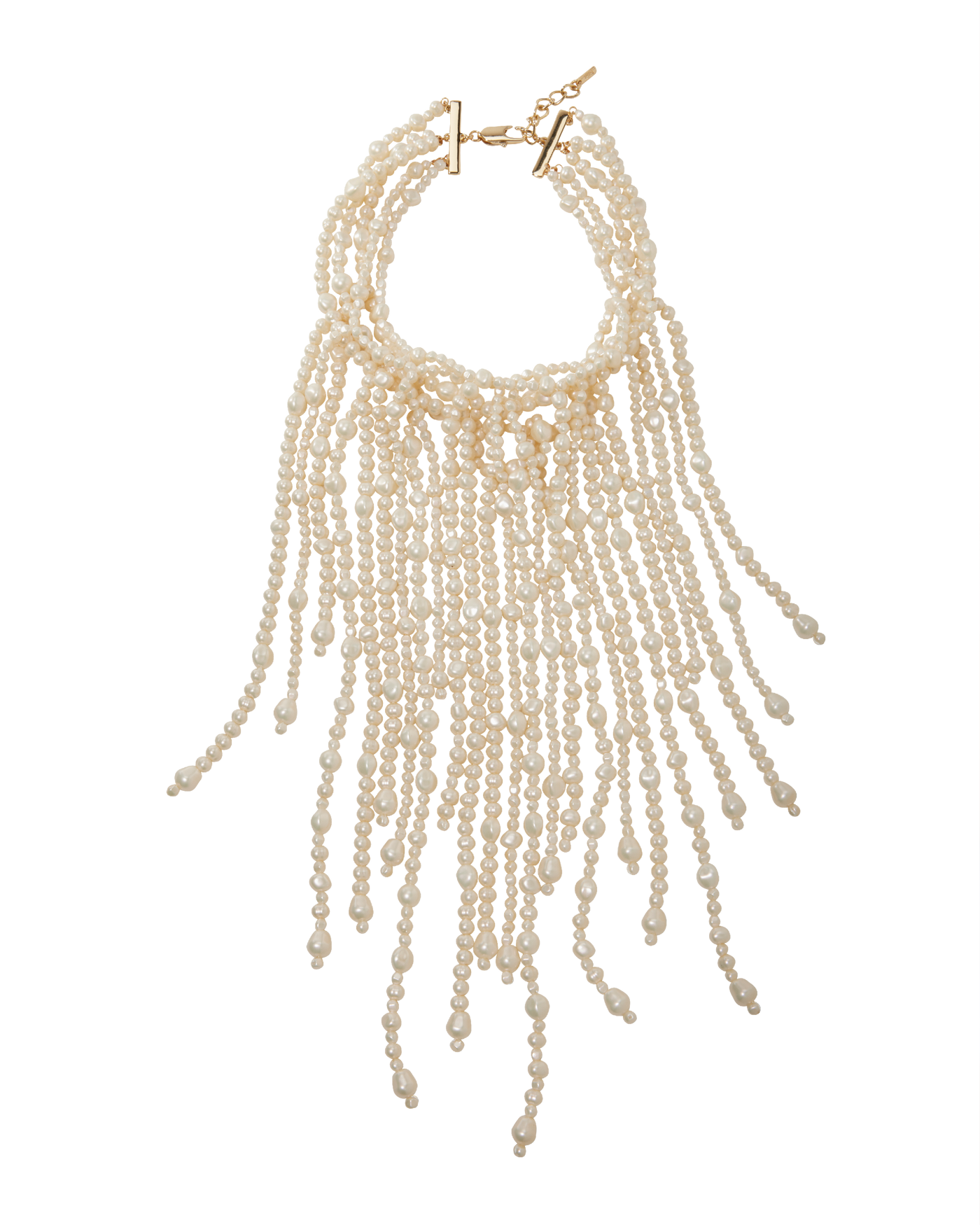 Pearl Layered Drop Necklace Off White
