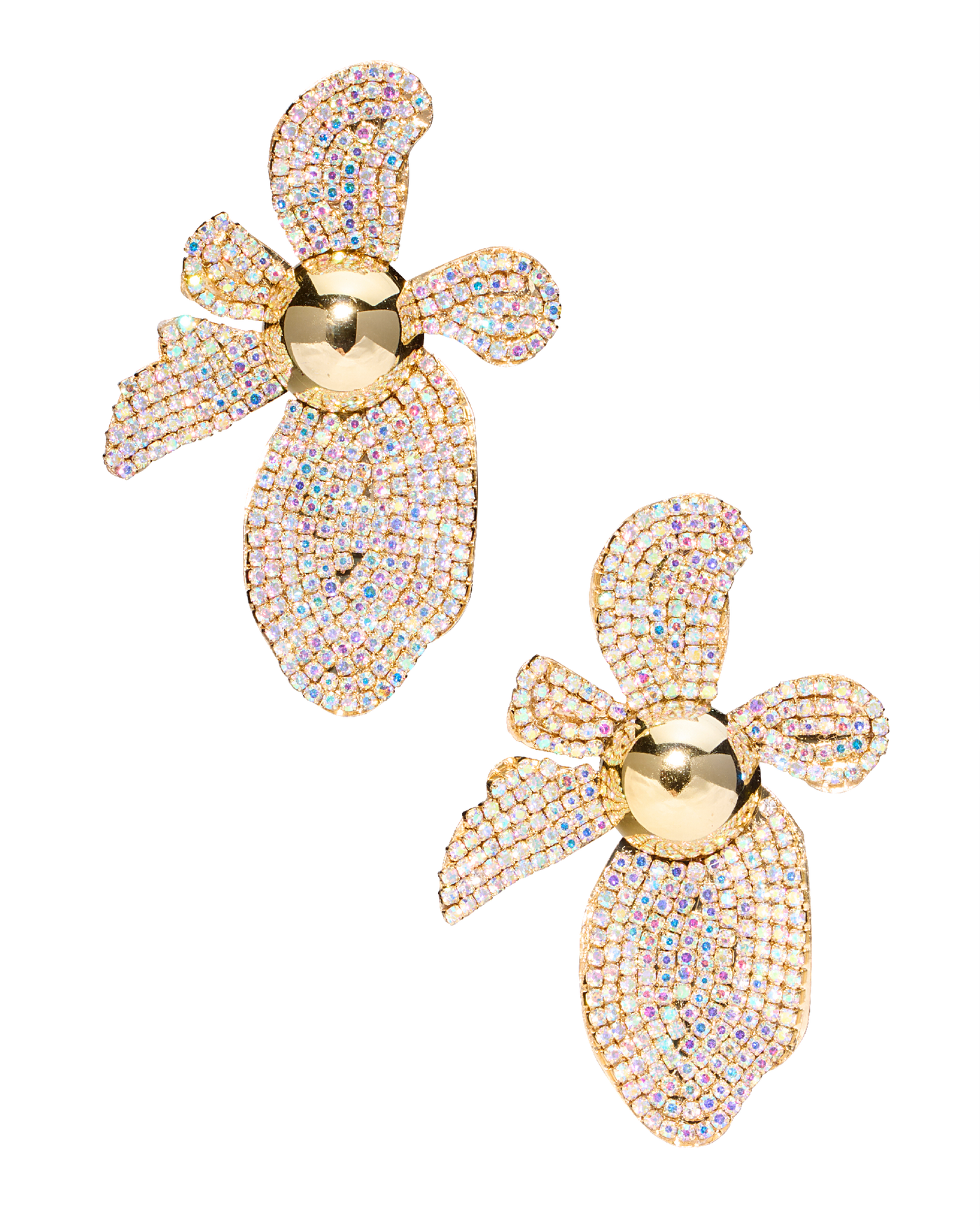 Rhinestone Flower Earring Gold