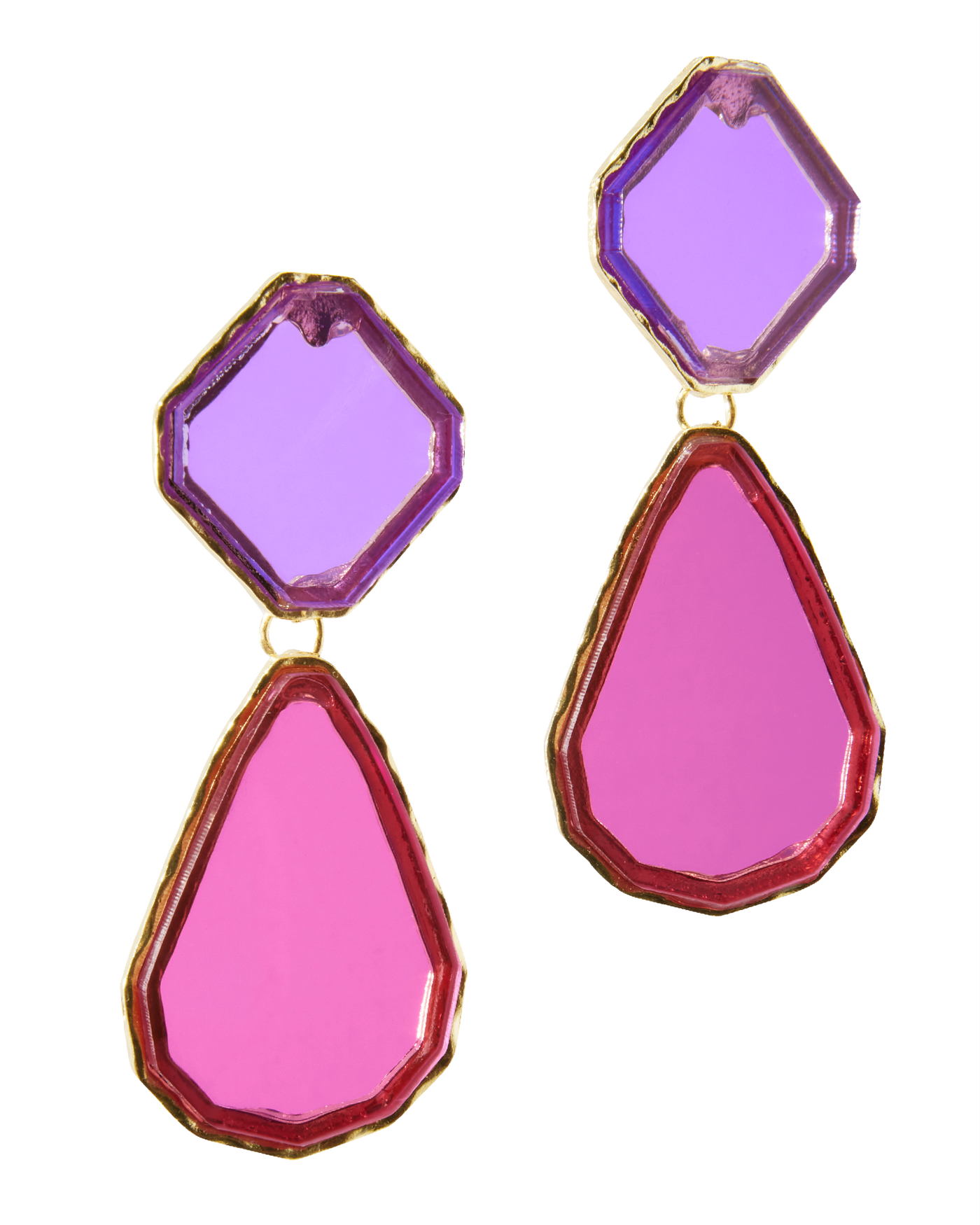 Multicolored Gem Drop Earring Pink Multi