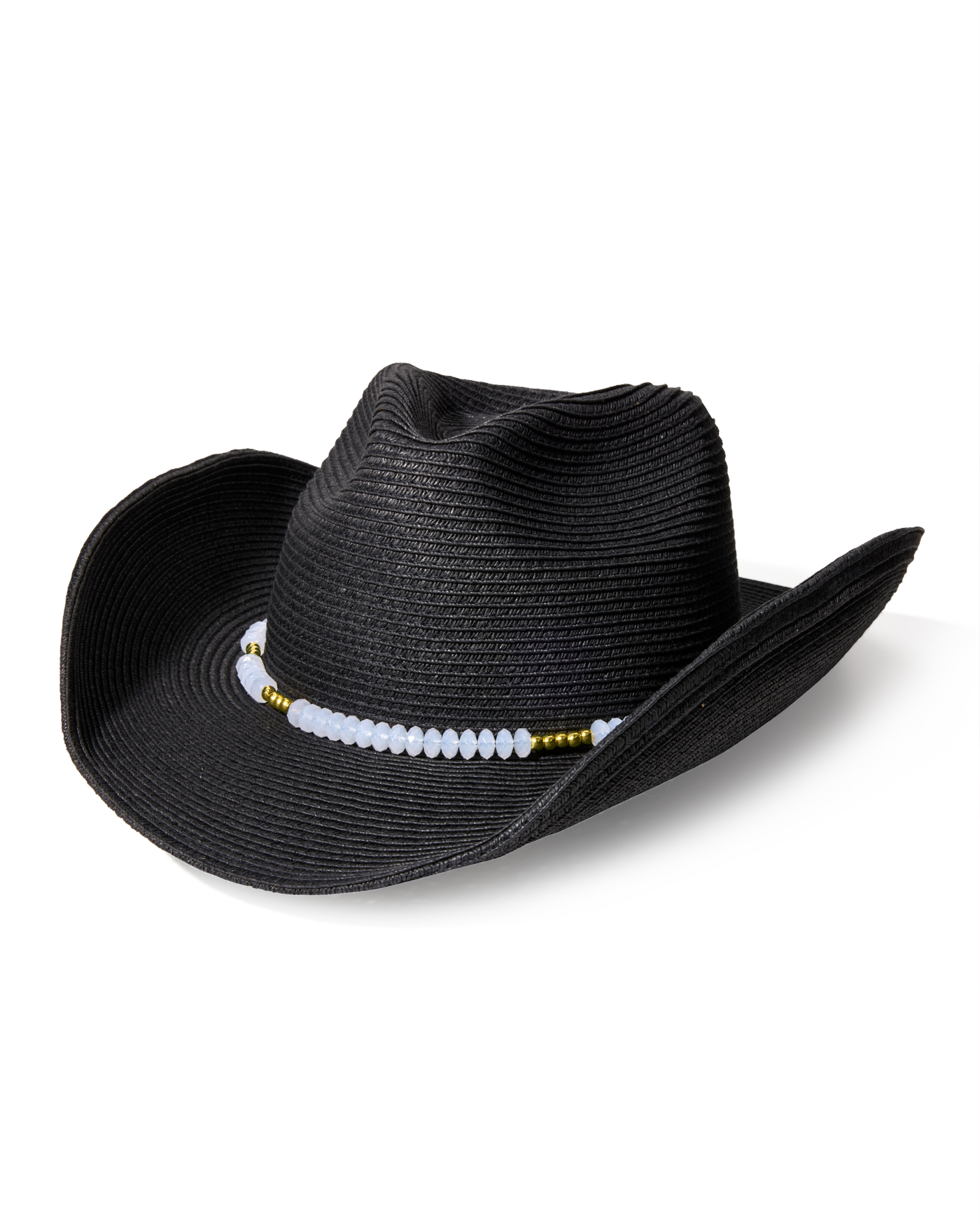 Western Beaded Trim Hat Black