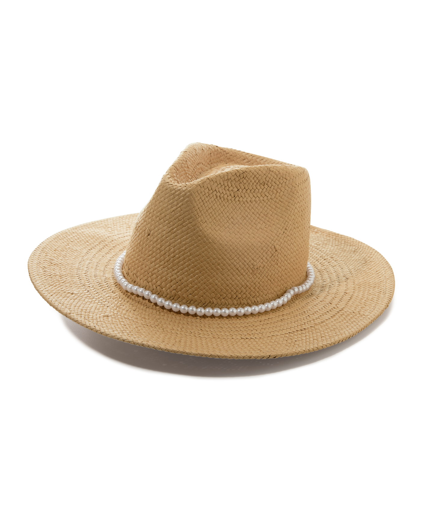 Pearl Detail Raffia Hat Natural